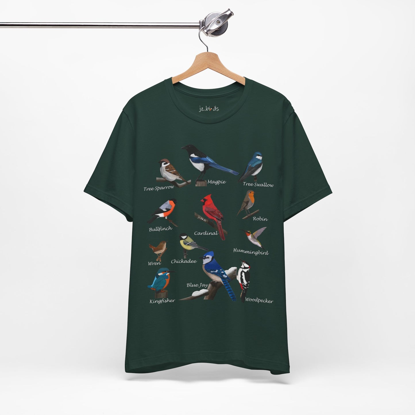 Garden Birds Blue Jay Cardinal Robin Chickadee Birding & Birdwatching Bird T-Shirt