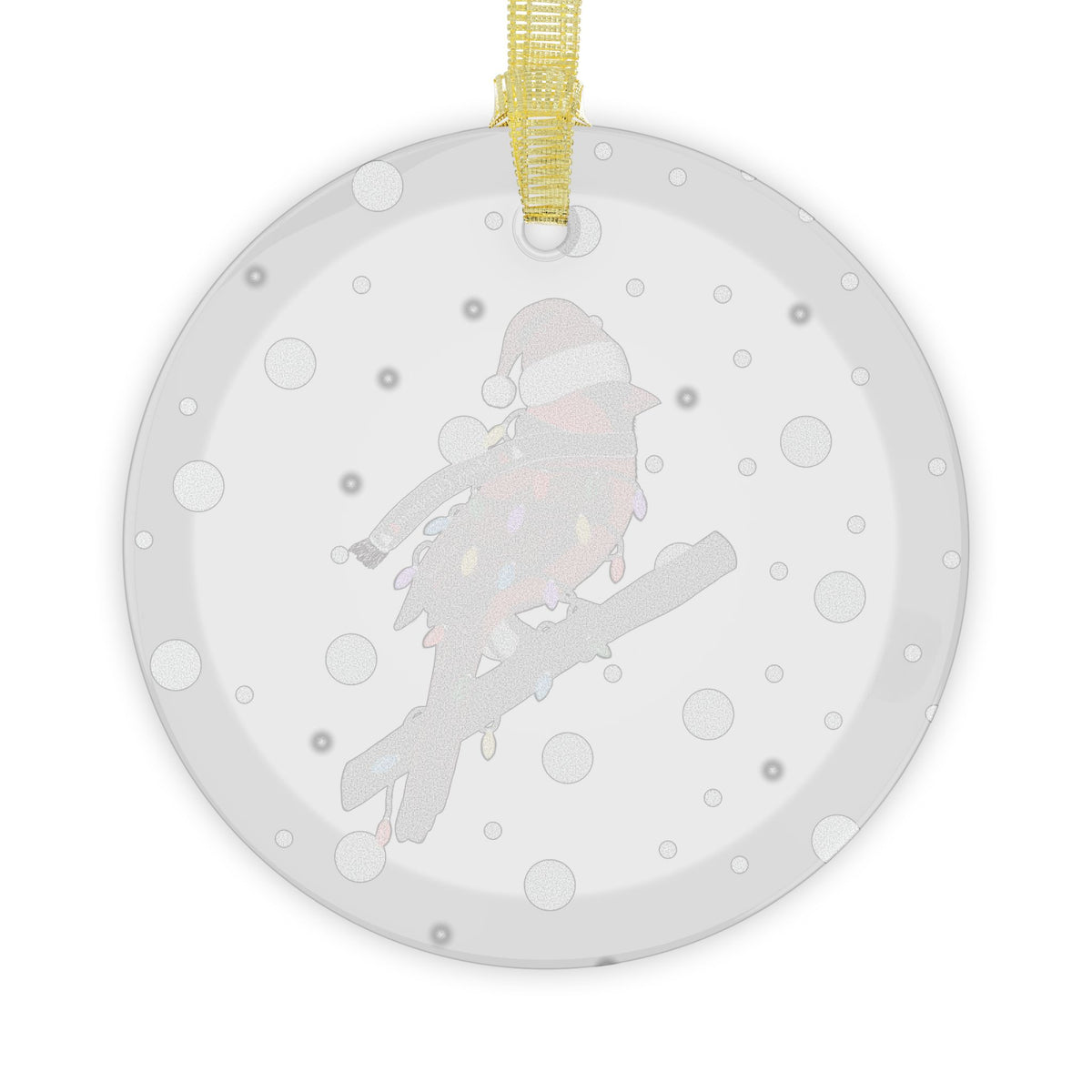 Cardinal as Santa Claus with Fairy Lights Christmas Glass Ornament