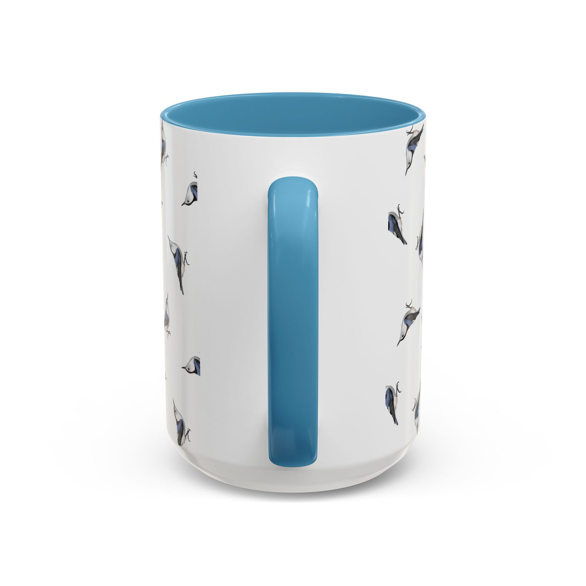 Nuthatch All-Over Pattern Accent Mug | Colorful Bird Lover Gift for Birdwatchers