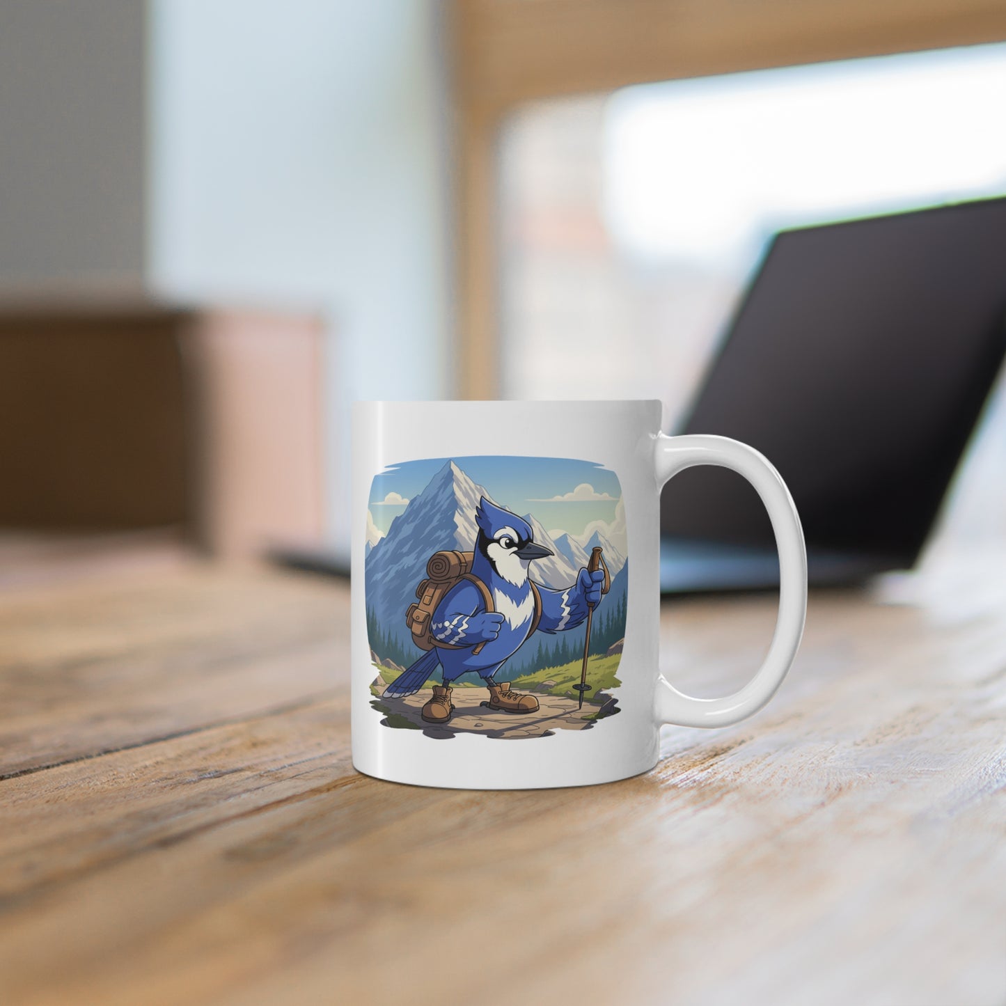 Blue Jay on a Hike Mug for Hiking Lovers & Bird Watchers 11oz