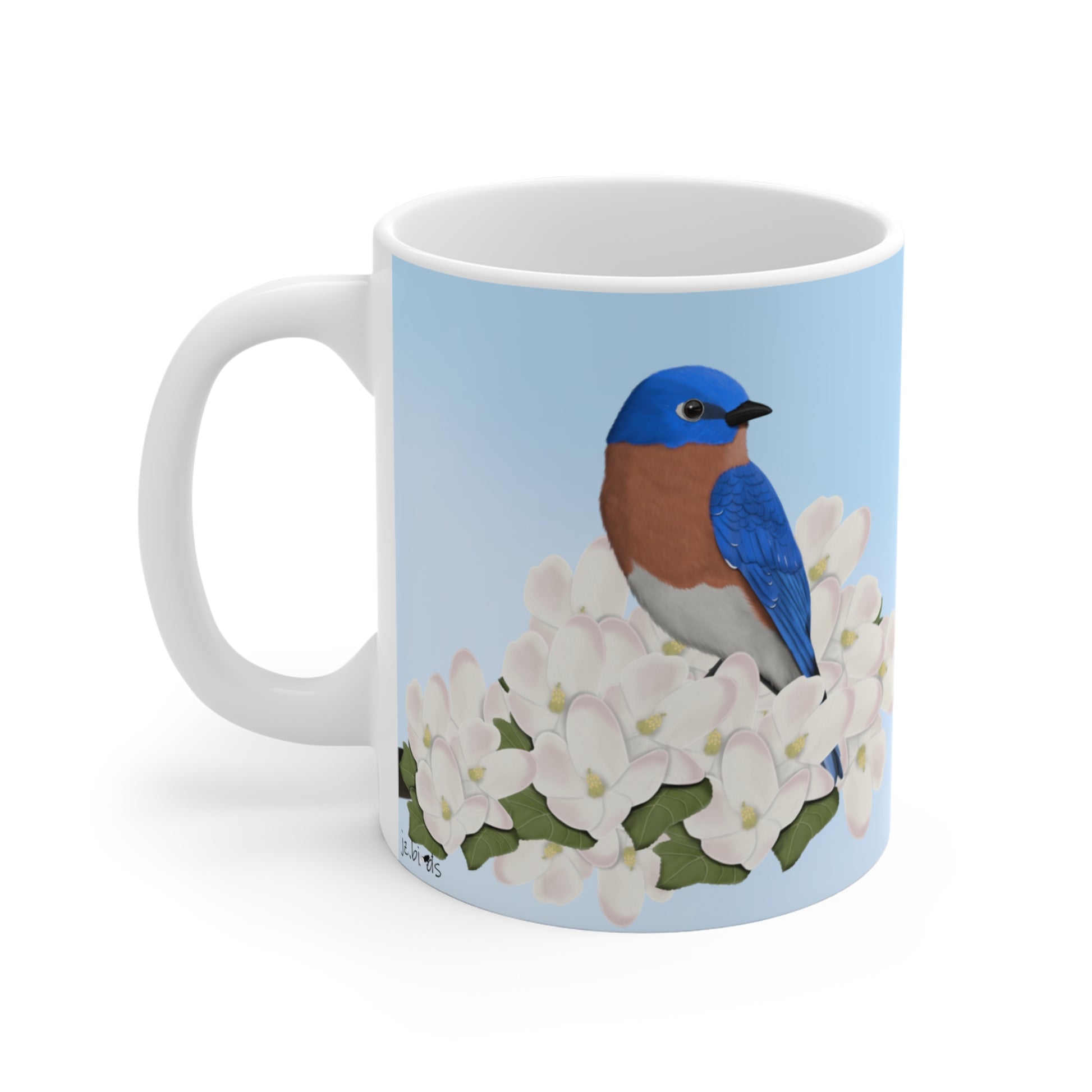 Bluebird Apple Spring Blossoms Bird Ceramic Mug 11oz - jz.birds