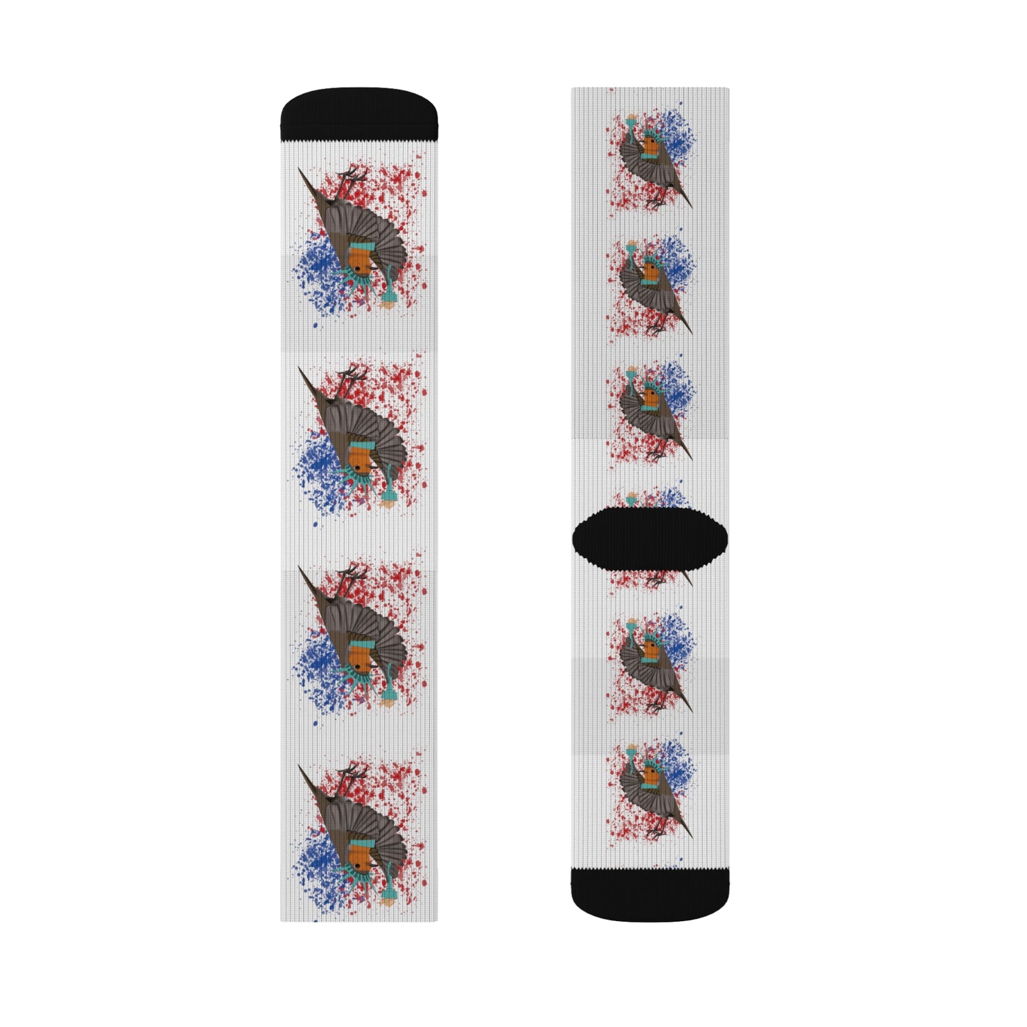 Robin 4th of July Independence Day Statue of Liberty Bird White Socks