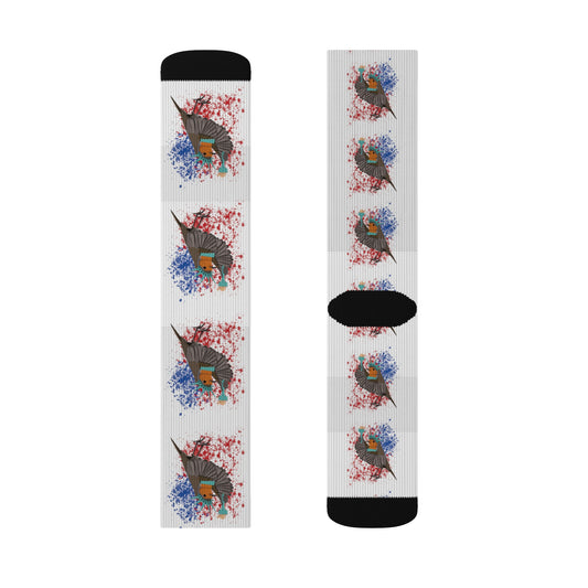 Robin 4th of July Independence Day Statue of Liberty Bird White Socks