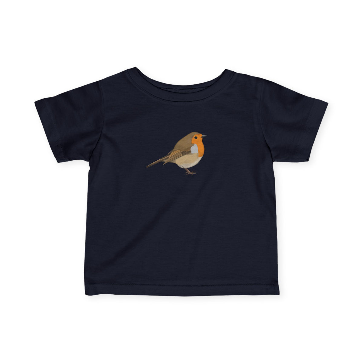 Rotkehlchen Baby T-Shirt mit fashion Hintergrund