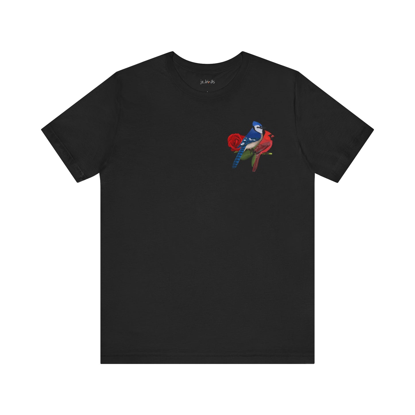 Valentine's Day Blue Jay Cardinal Birds on Rose T-Shirt