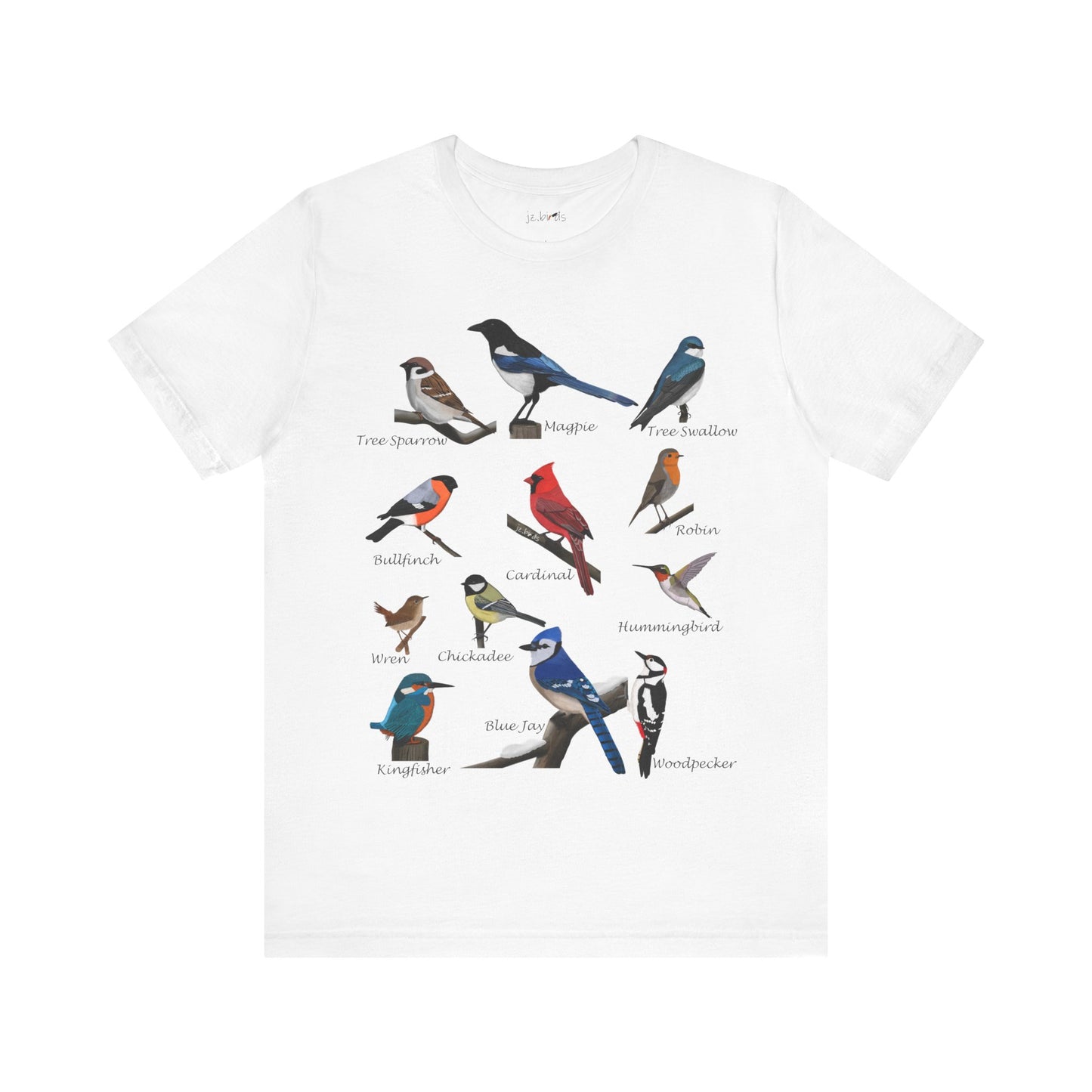 Garden Birds Blue Jay Cardinal Robin Chickadee Birding & Birdwatching Bird T-Shirt