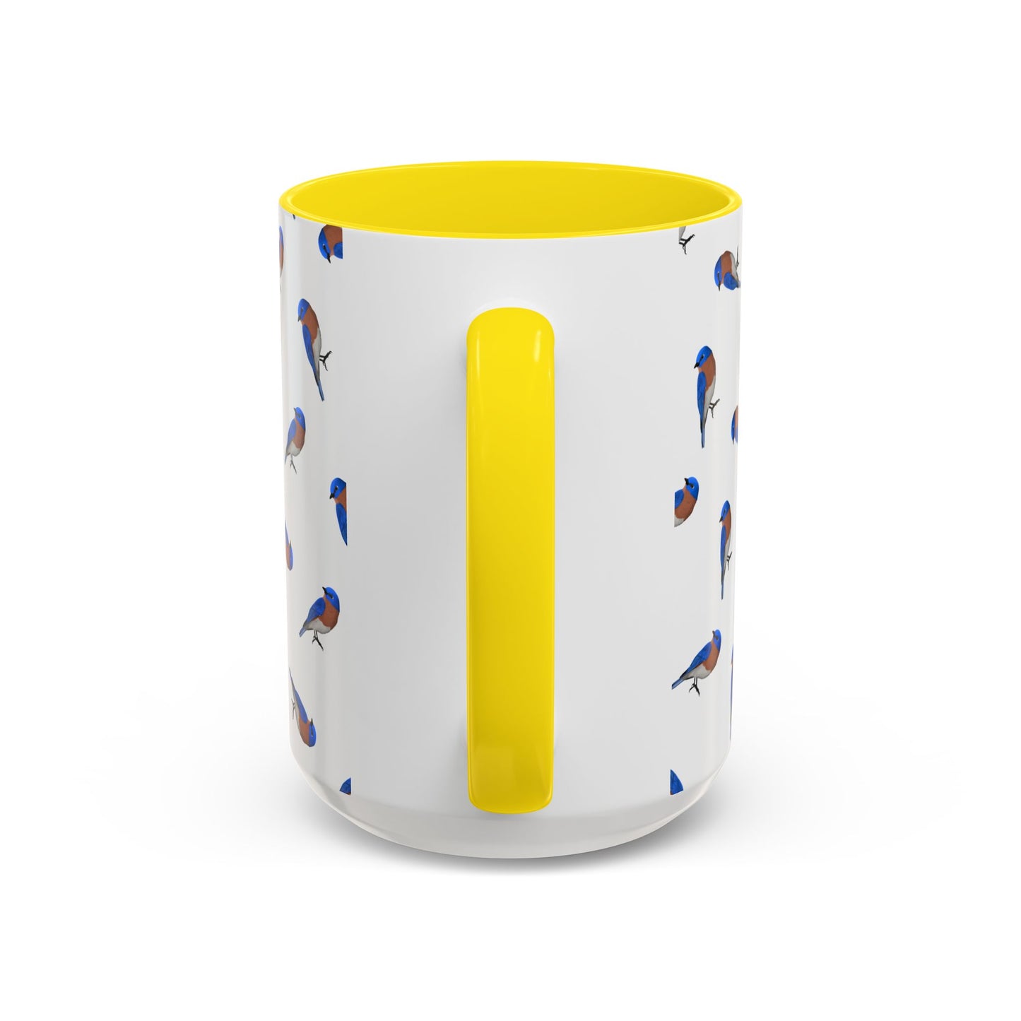 Bluebird All-Over Pattern Accent Mug | Colorful Bird Lover Gift for Birdwatchers