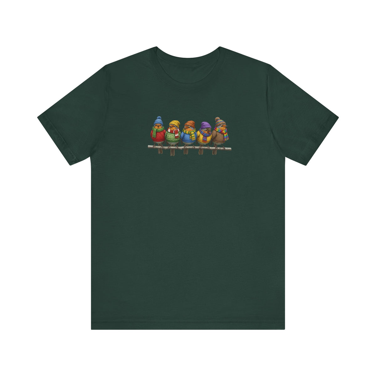 Rotkehlchen in Strick T-Shirt – Weiches Premium Shirt mit Einzigartigem Vogelmotiv