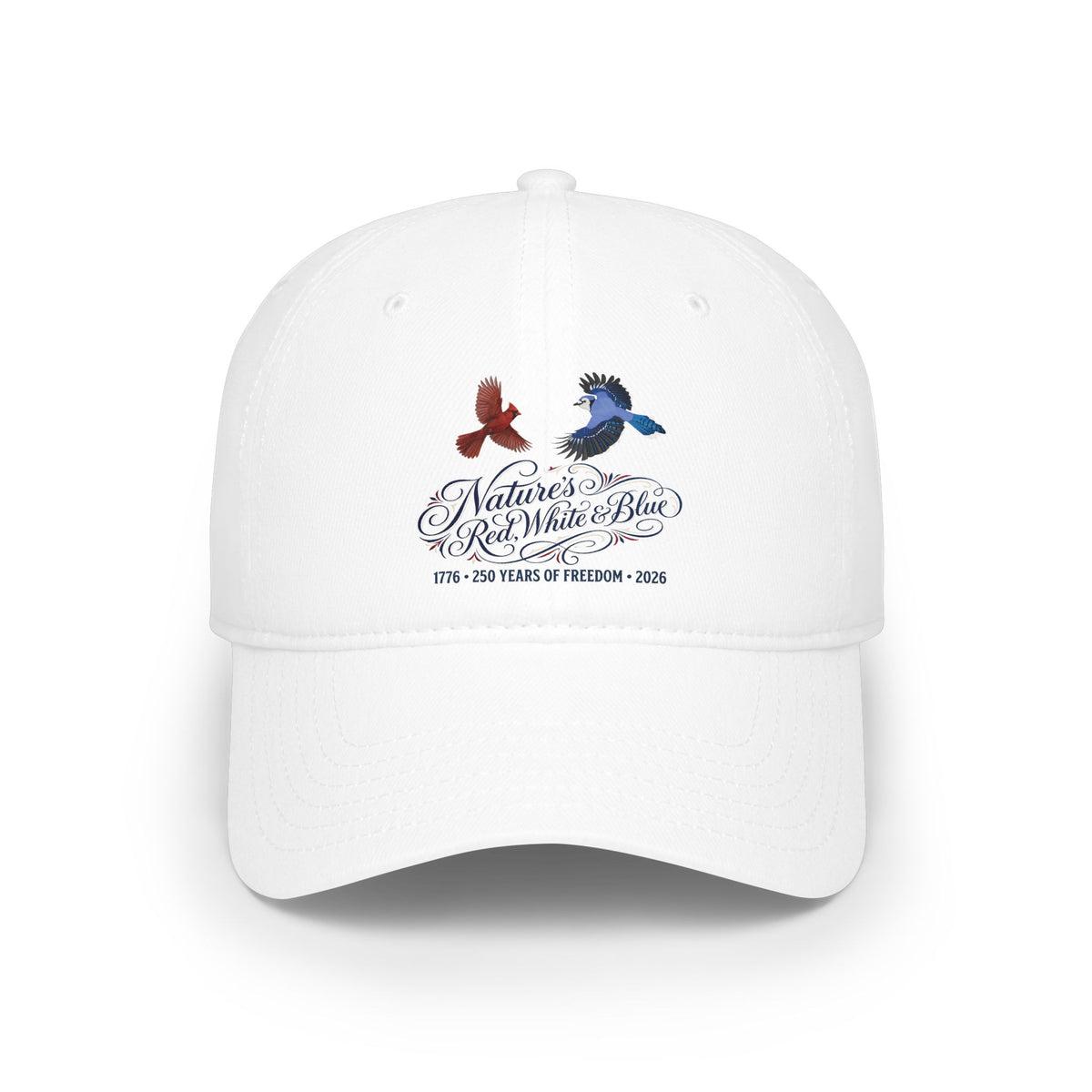 Nature's Red, White & Blue Baseball Cap | Blue Jay Cardinal 250th Anniversary Edition | jz.birds