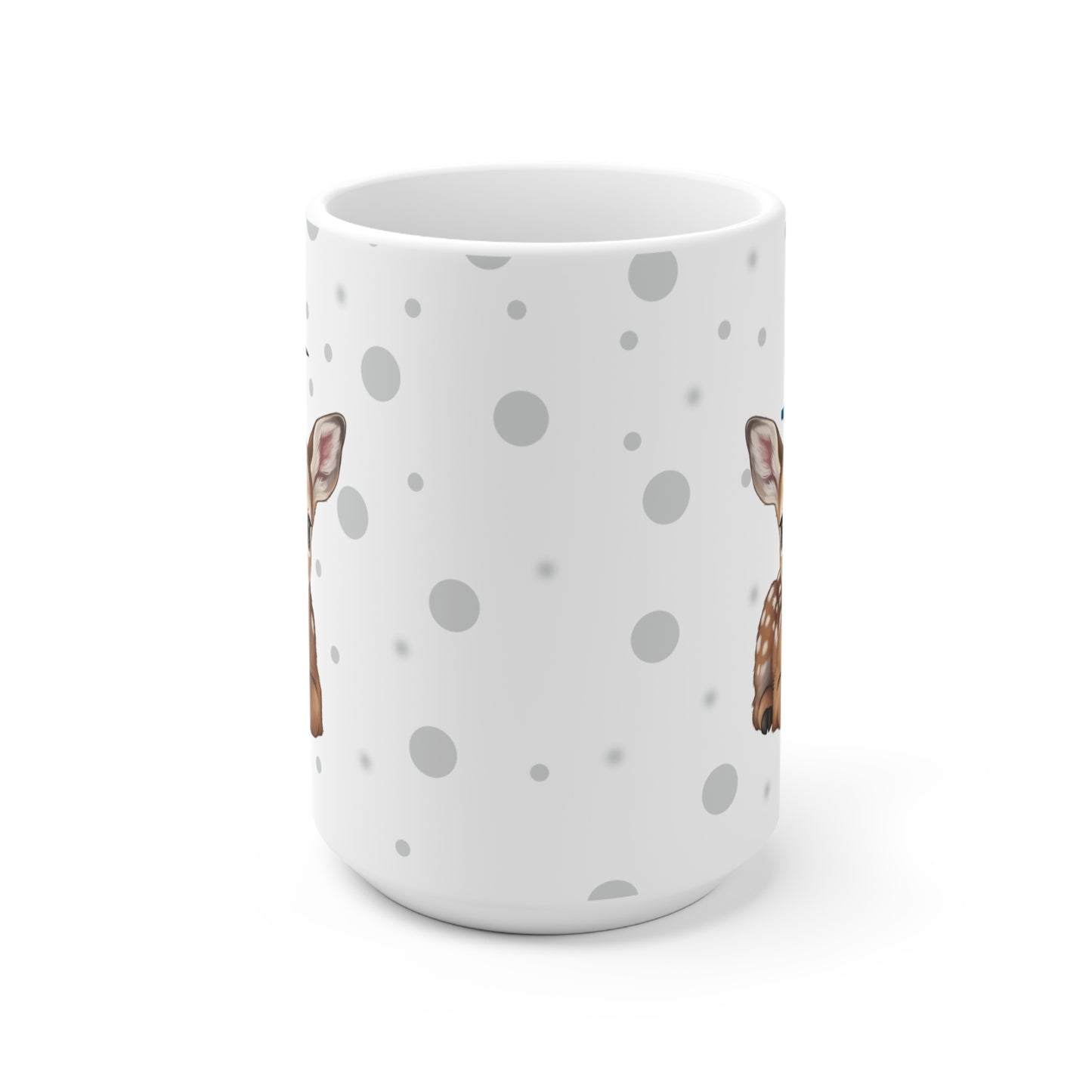Rehkitz Tasse mit Eisvogel Tiermotiv Punkte Grau