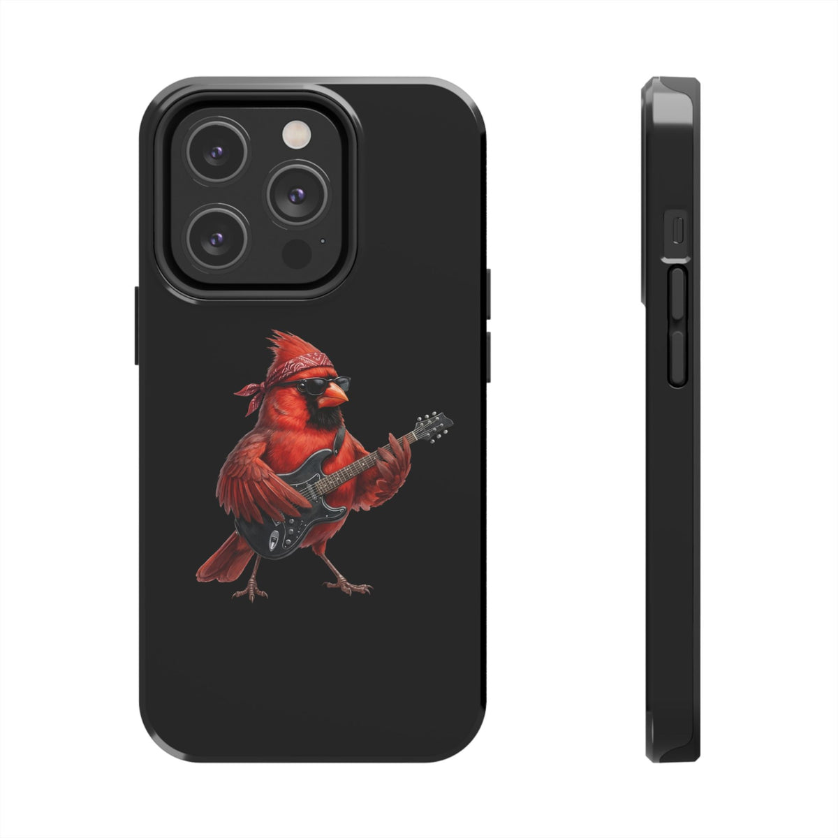 Cardinal with Guitar iPhone Case – Premium Tough Phone Cover Black