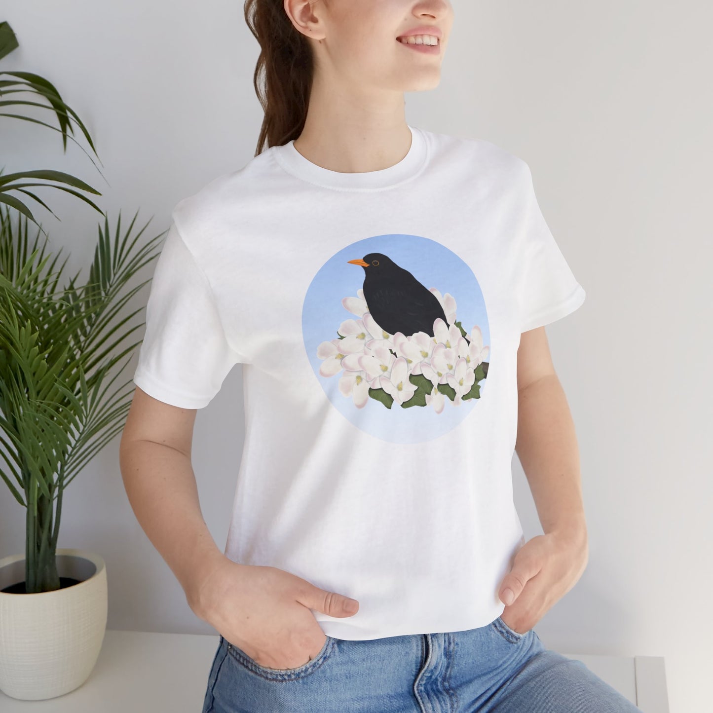 Blackbird and Spring Apple Blossoms Bird T-Shirt
