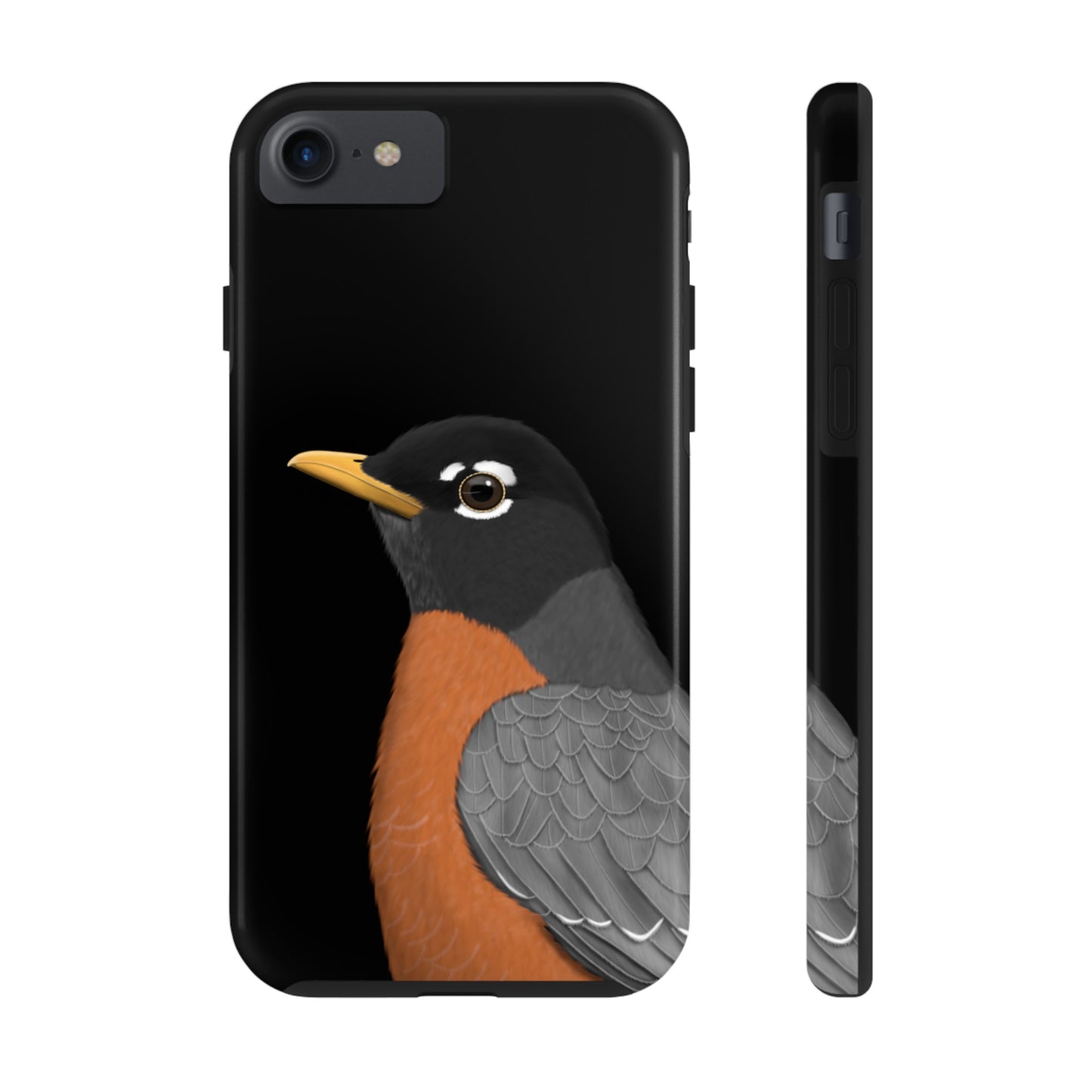 Robin Bird Art Tough Phone Case Black