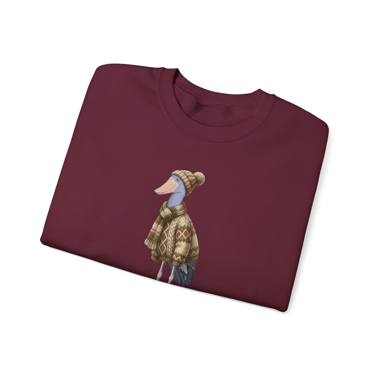 Shoebill Winter Sweatshirt | Bird Watcher Crewneck | Unisex Songbirds Wearing Knit Gift for Bird Lovers