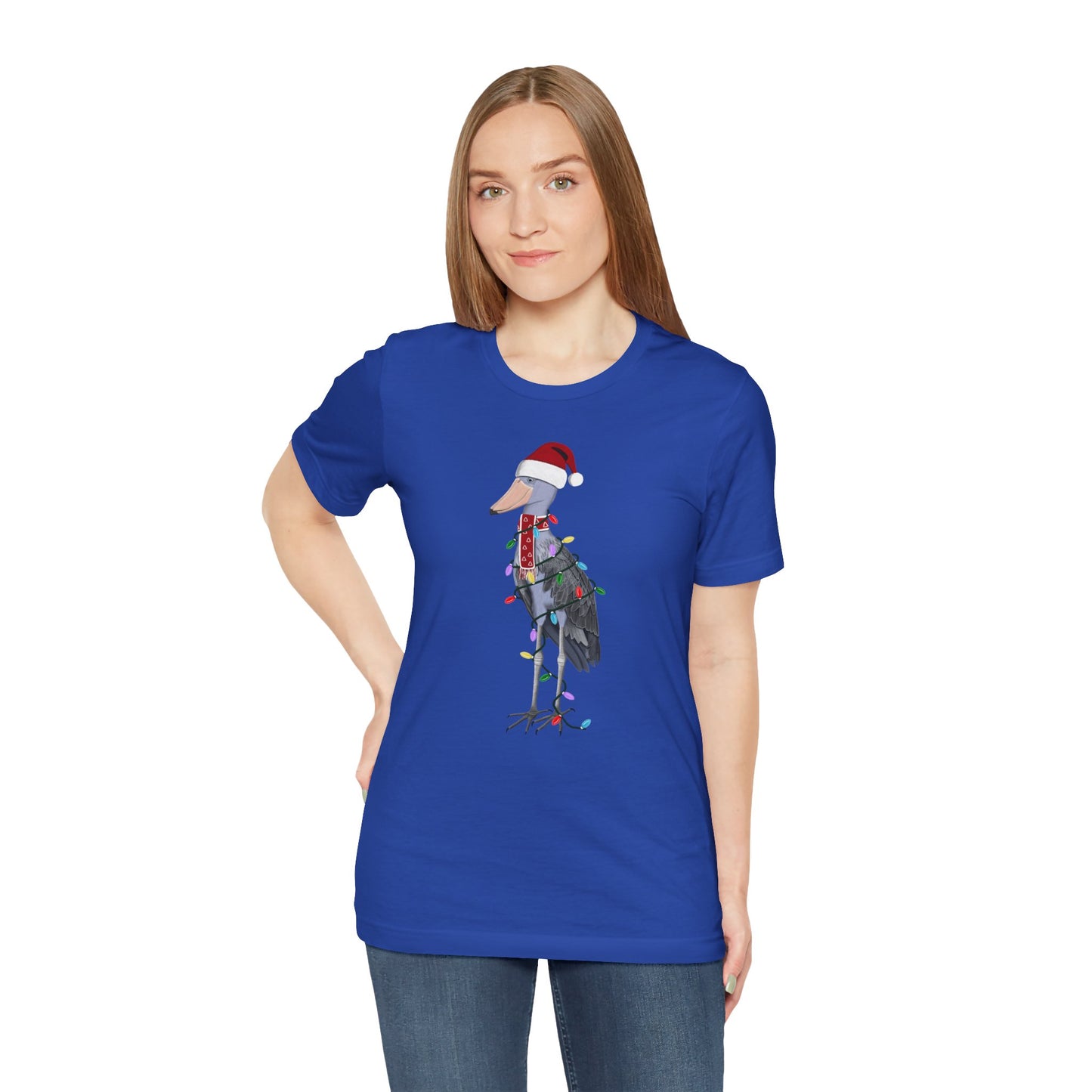 フェアリーライト付きハシビロコウのクリスマスバードTシャツ
