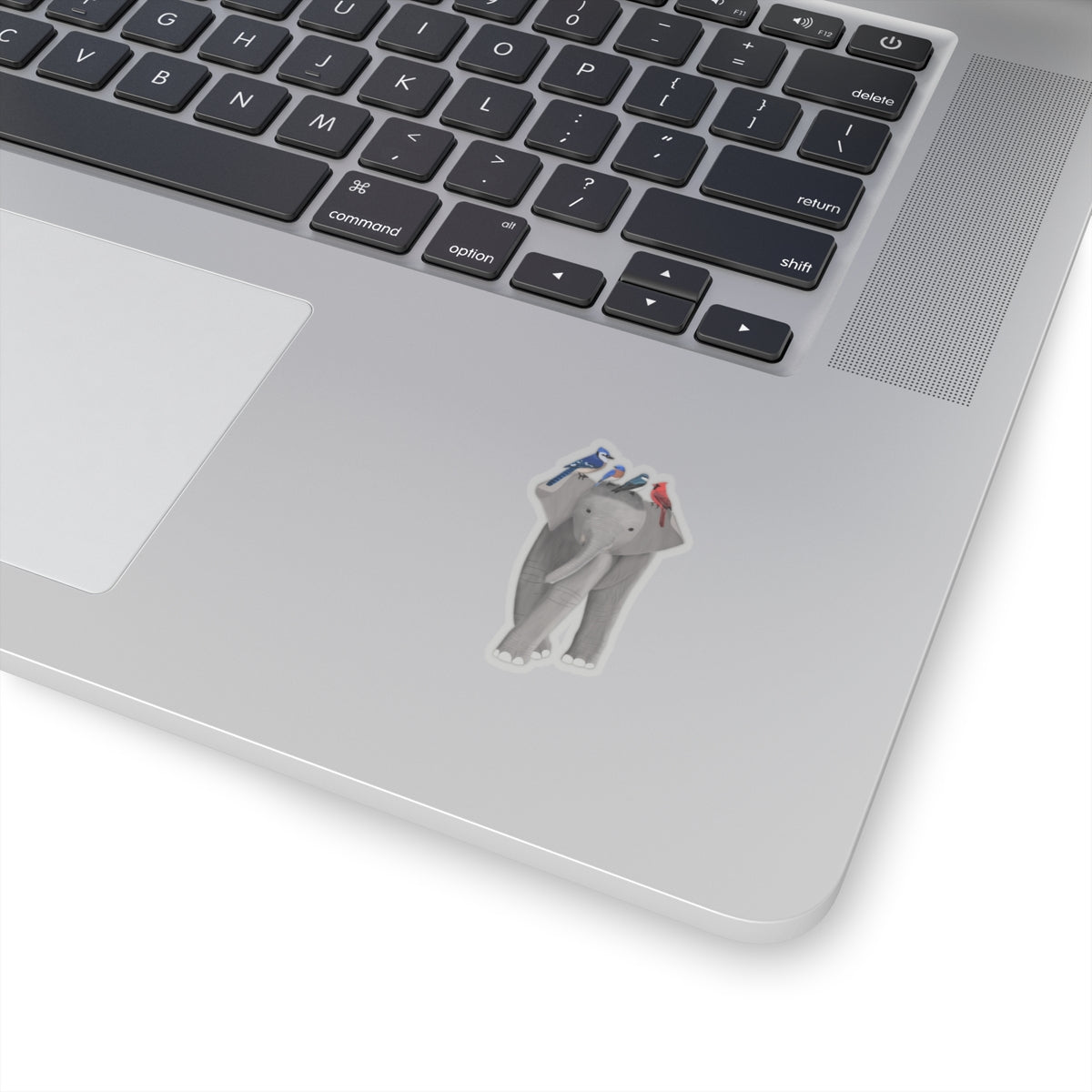 Elephant with Birds Blue Jay Bluebird Cardinal Sticker