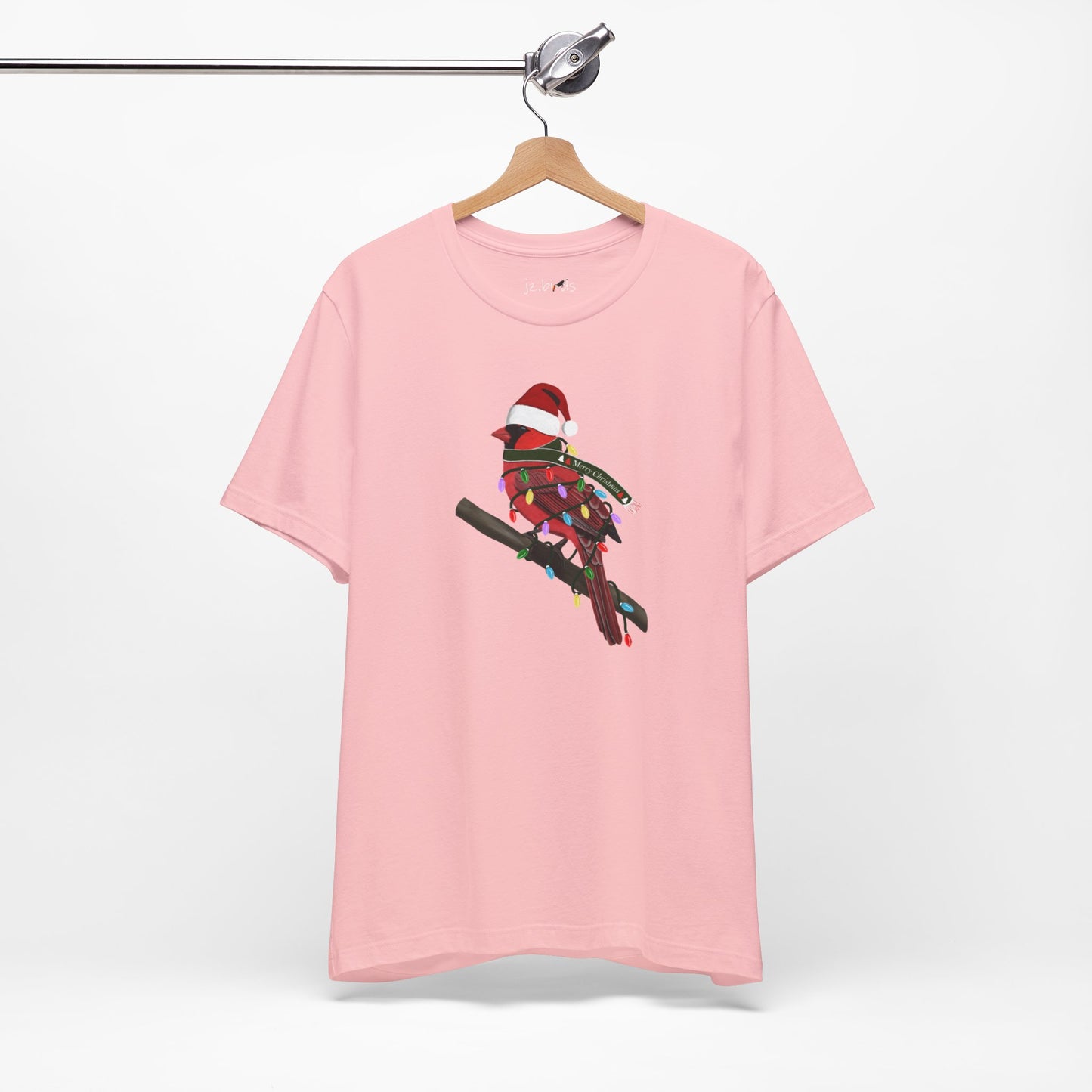 Cardinal with Fairy Lights Christmas Bird T-Shirt