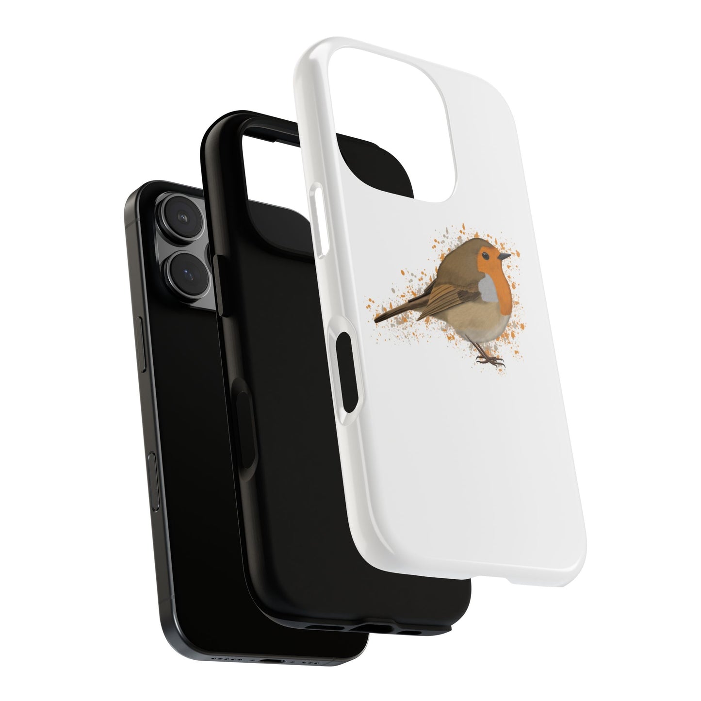 Rotkehlchen Vogel iPhone & Google Pixel Vogelmotiv Handyhülle Weiß