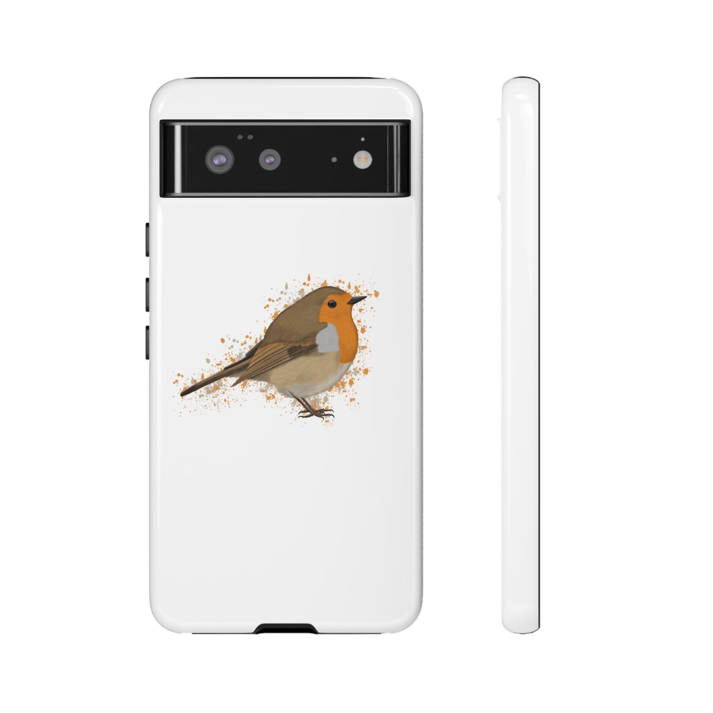 Rotkehlchen Vogel iPhone & Google Pixel Vogelmotiv Handyhülle Weiß