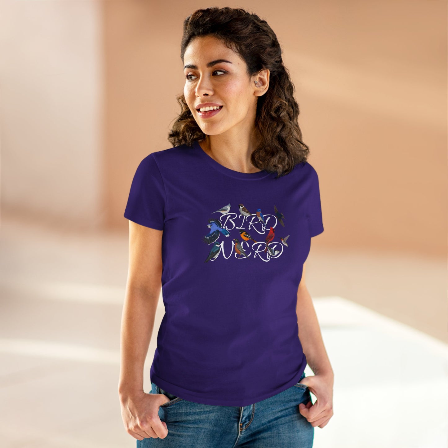 Bird Nerd Blue Jay Cardinal Bluebird Bird Design for Birdwatchers and Bird Lovers Women's T-Shirt