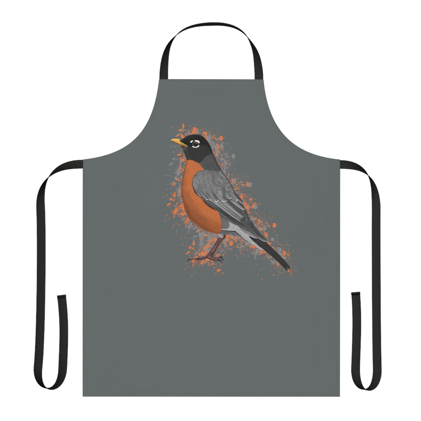 American Robin Bird Art Apron Dark Grey