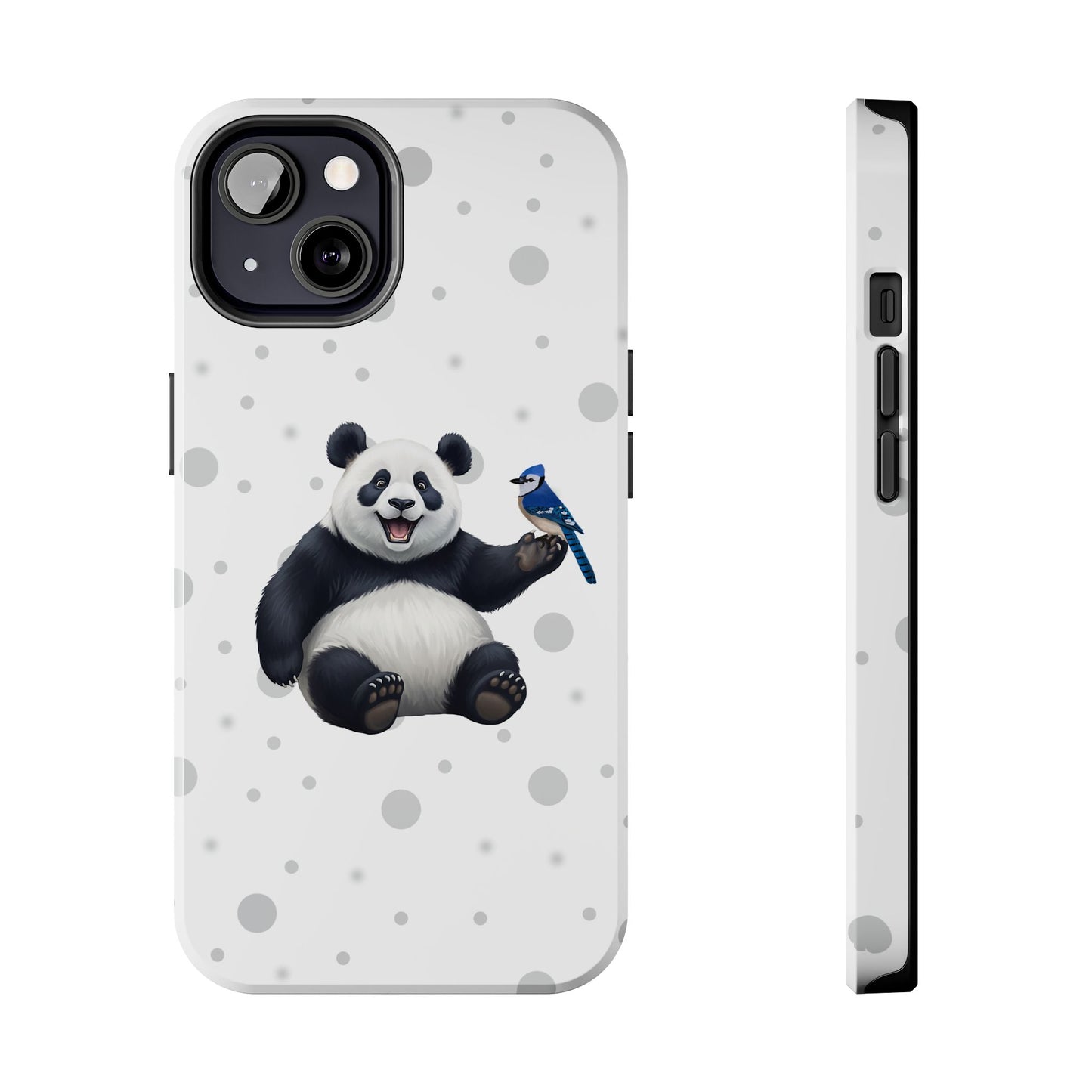 Cute Panda Bear with a Blue Jay Animal iPhone Case - Dual-Layer PC/TPU Protective Cover for iPhone