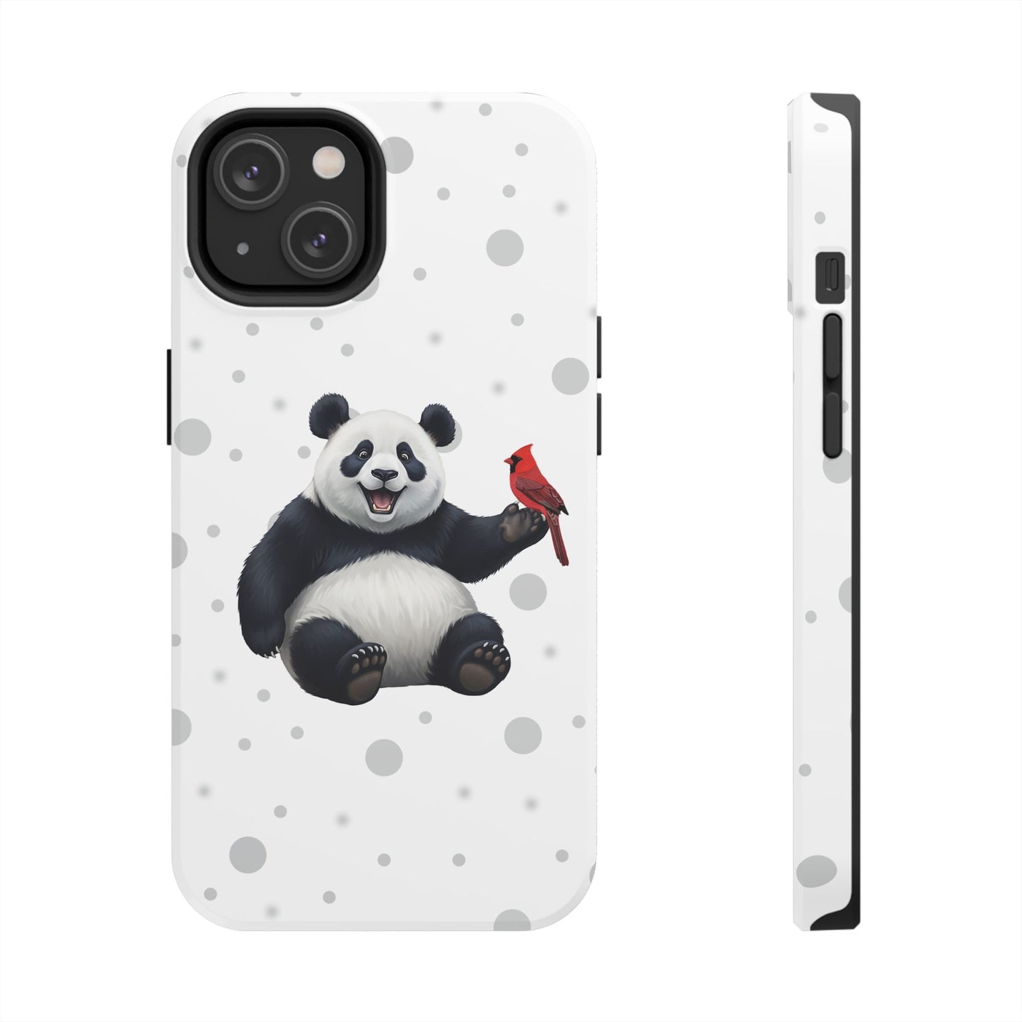 Cute Panda Bear with a Cardinal Animal iPhone Case - Dual-Layer PC/TPU Protective Cover for iPhone