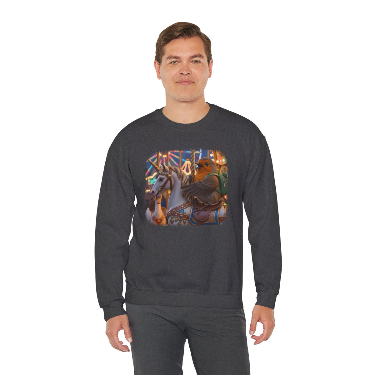Robin Rosi Unicorn Carousel Premium Sweatshirt for Bird Lovers