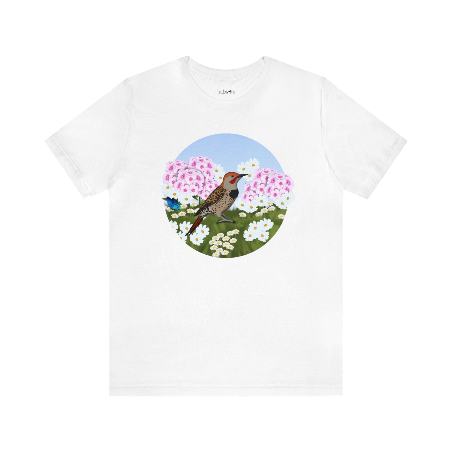 Northern Flicker and Summer Flowers Bird Tee