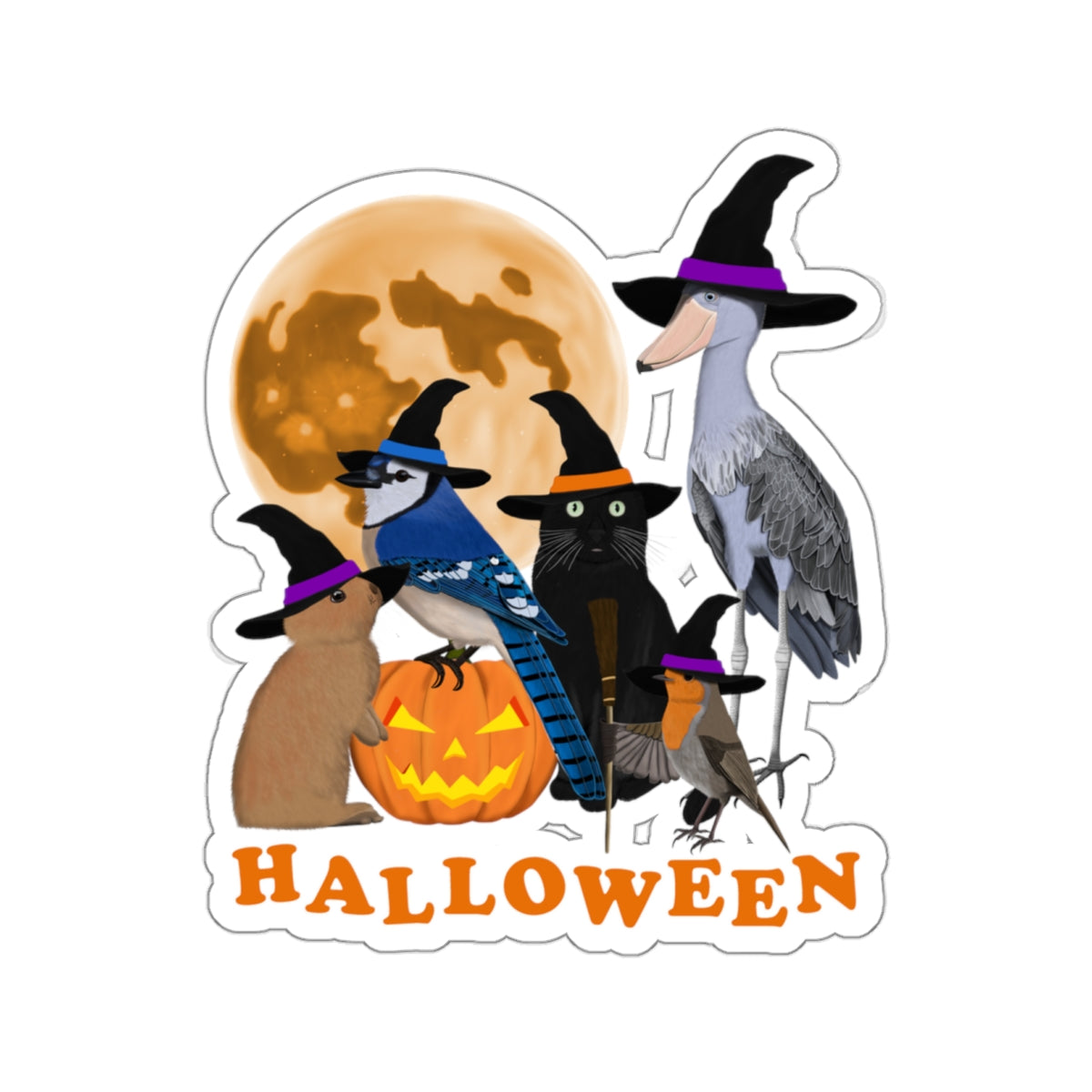 Blue Jay, Shoebill and Robin Paper products – with Cat Bunny Halloween Bird Sticker