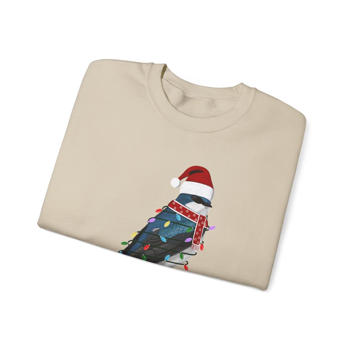 Tree Swallow with Fairy Lights Santa Claus Christmas Bird Sweatshirt