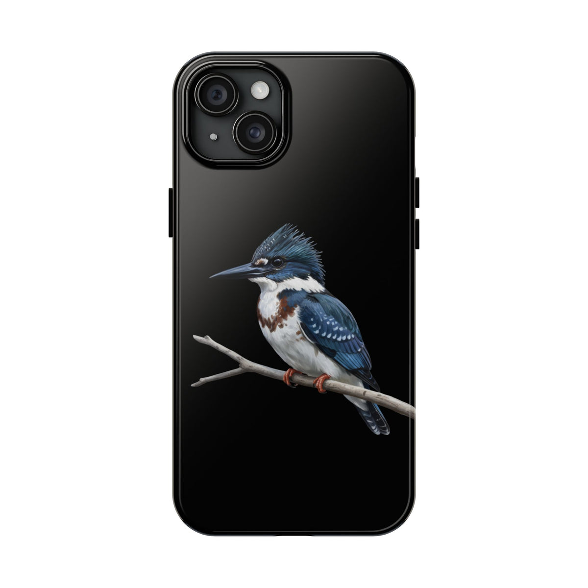 Belted Kingfisher iPhone Case – Premium Tough Phone Cover Black