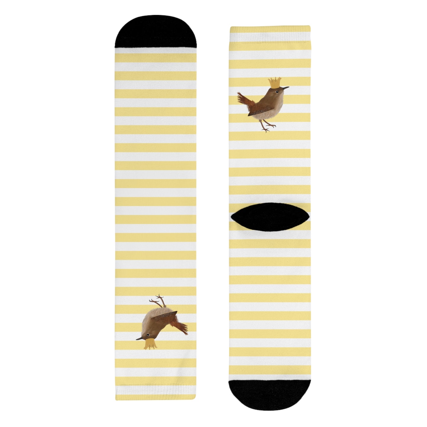 Zaunkönig Socken – mit Krone Vogel Gold Weißen Streifen für Vogelfreunde & Vogelbeobachter