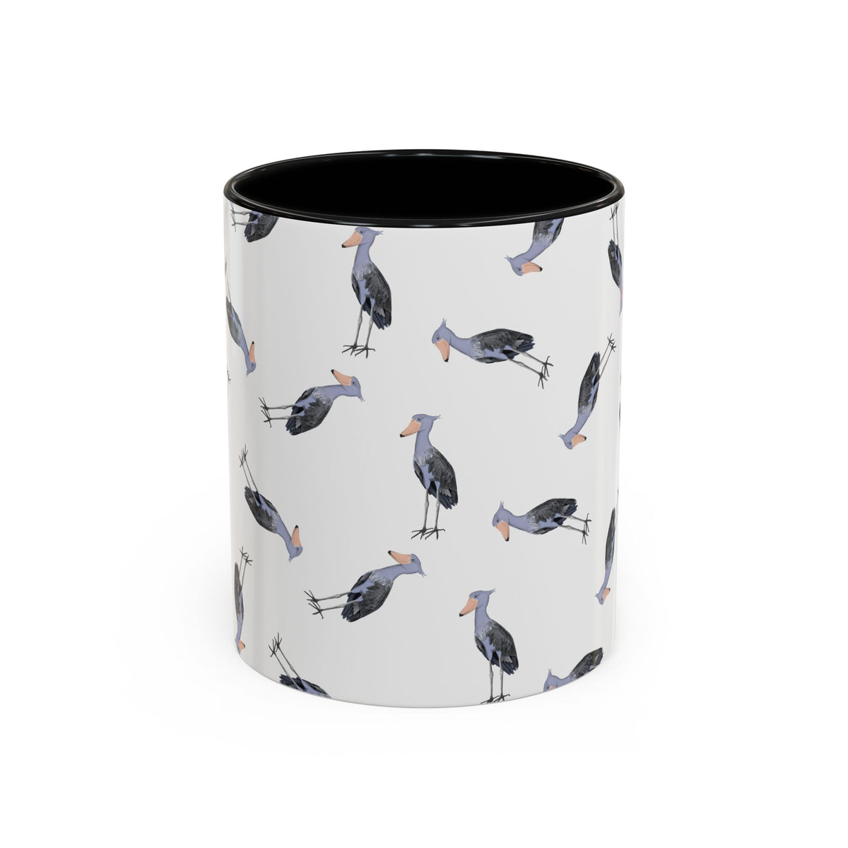 Schuhschnabel Tasse mit Streumuster | Vogelmotiv Kaffeebecher für Vogelbeobachter & Naturfreunde in Purple