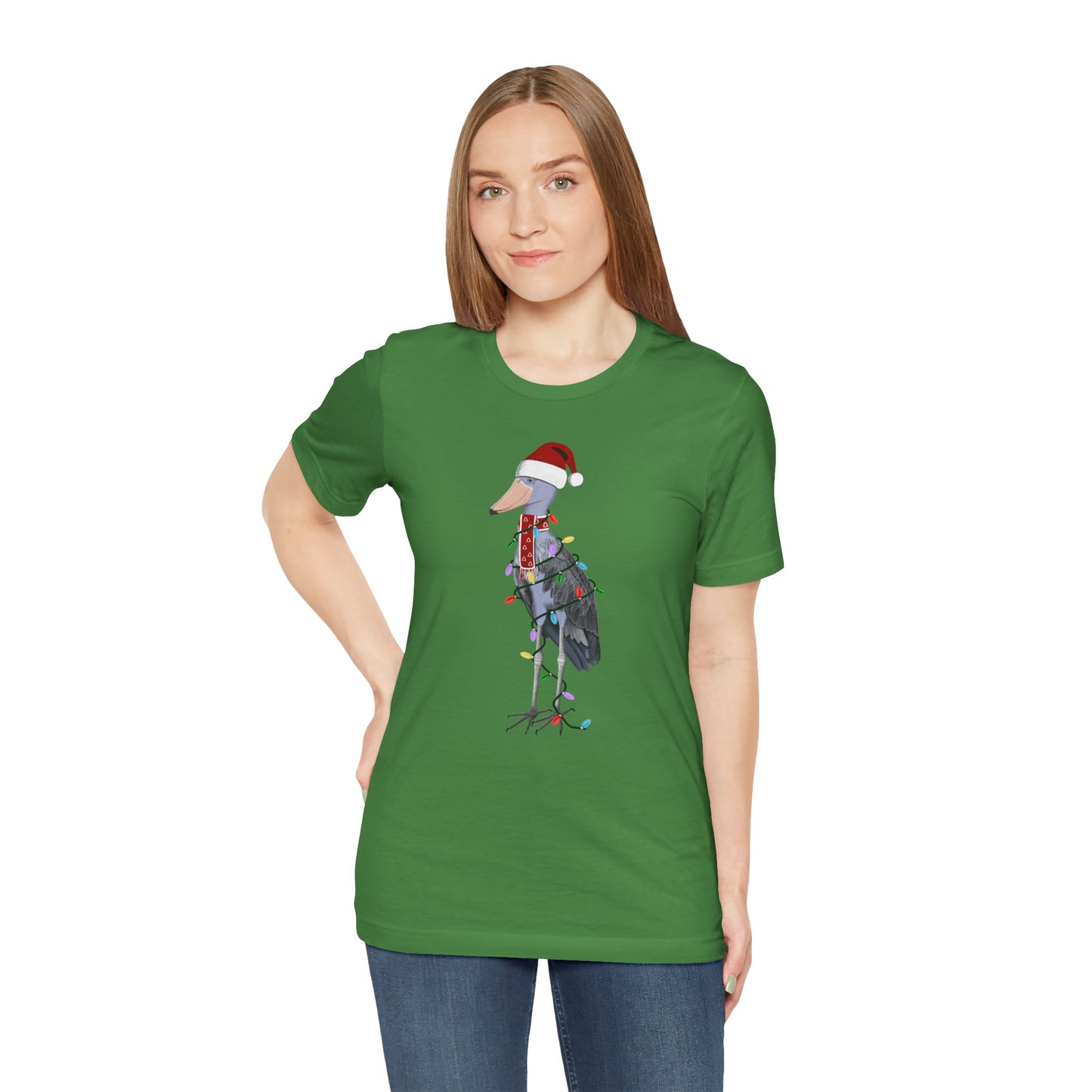 フェアリーライト付きハシビロコウのクリスマスバードTシャツ