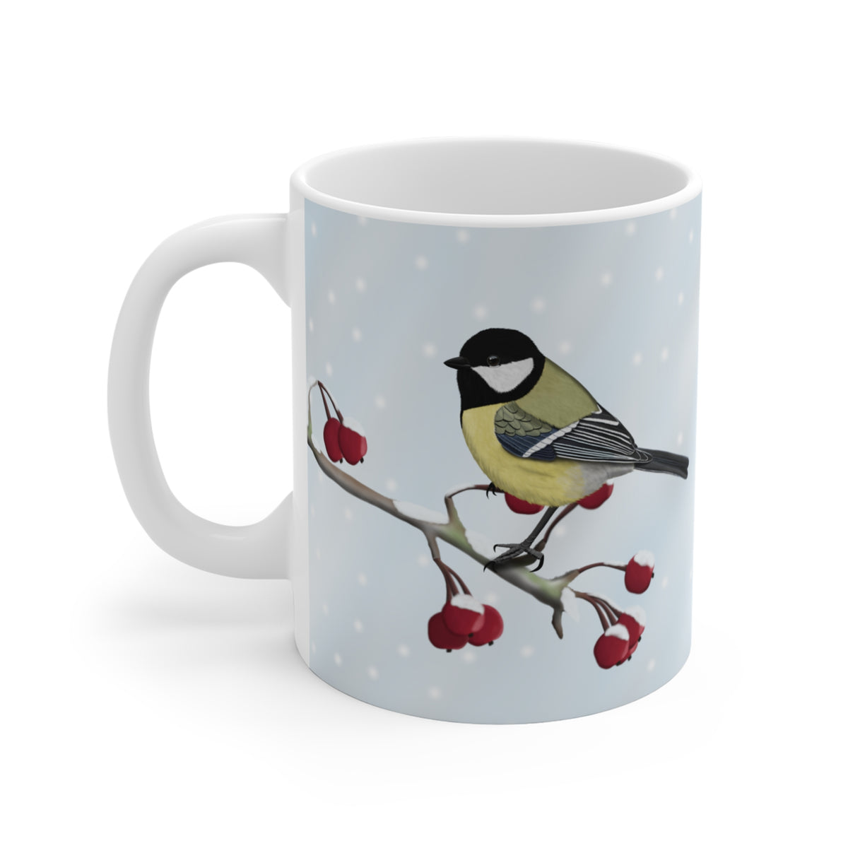 Chickadee Winter Bird Ceramic Mug 11oz - jz.birds