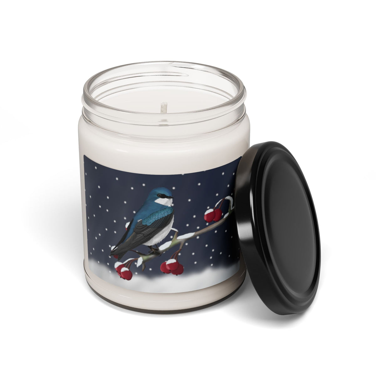 Tree Swallow on a Winter Branch Christmas Bird Art Scented Soy Candle, 9oz
