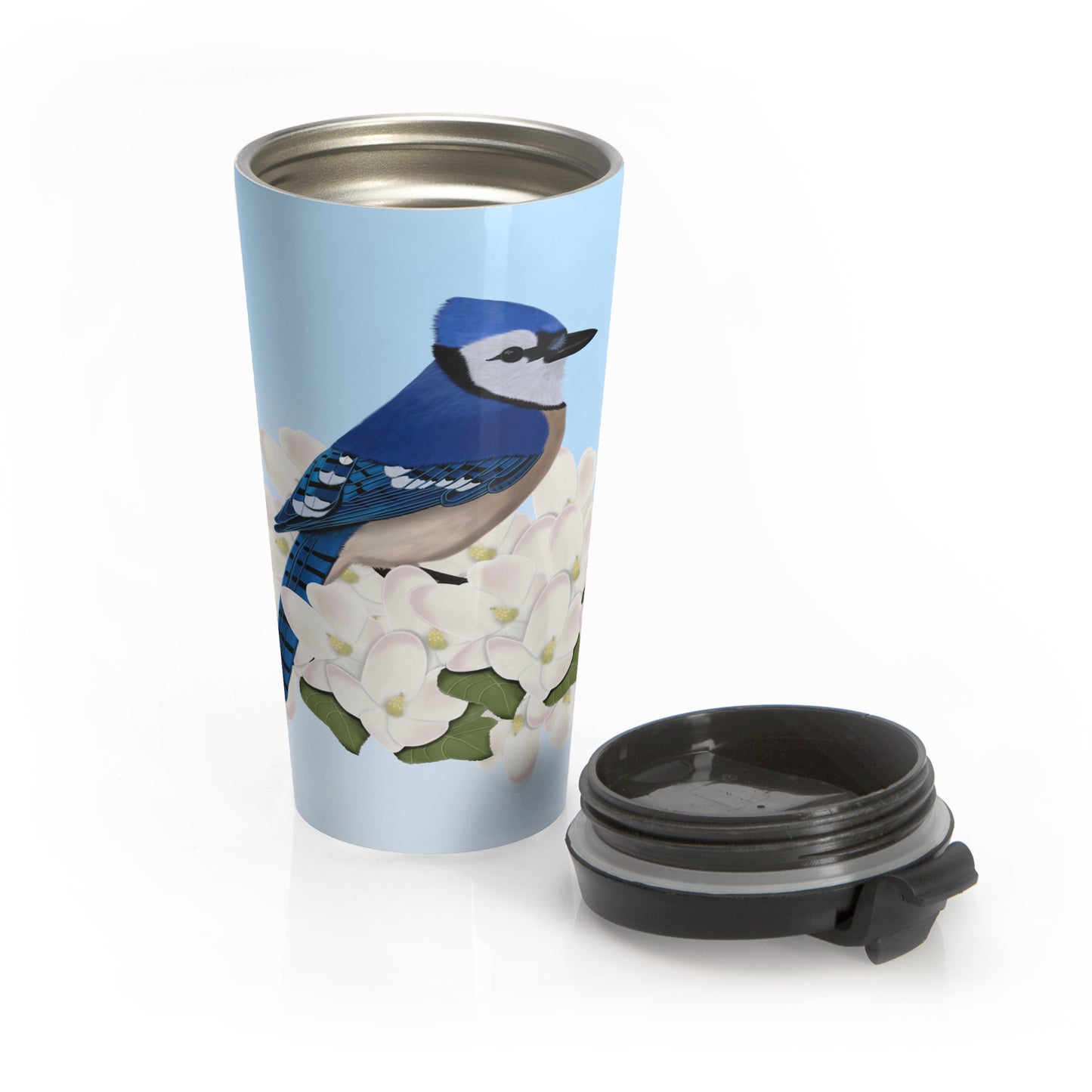 Blue Jay Bird Stainless Steel Travel Mug 15oz