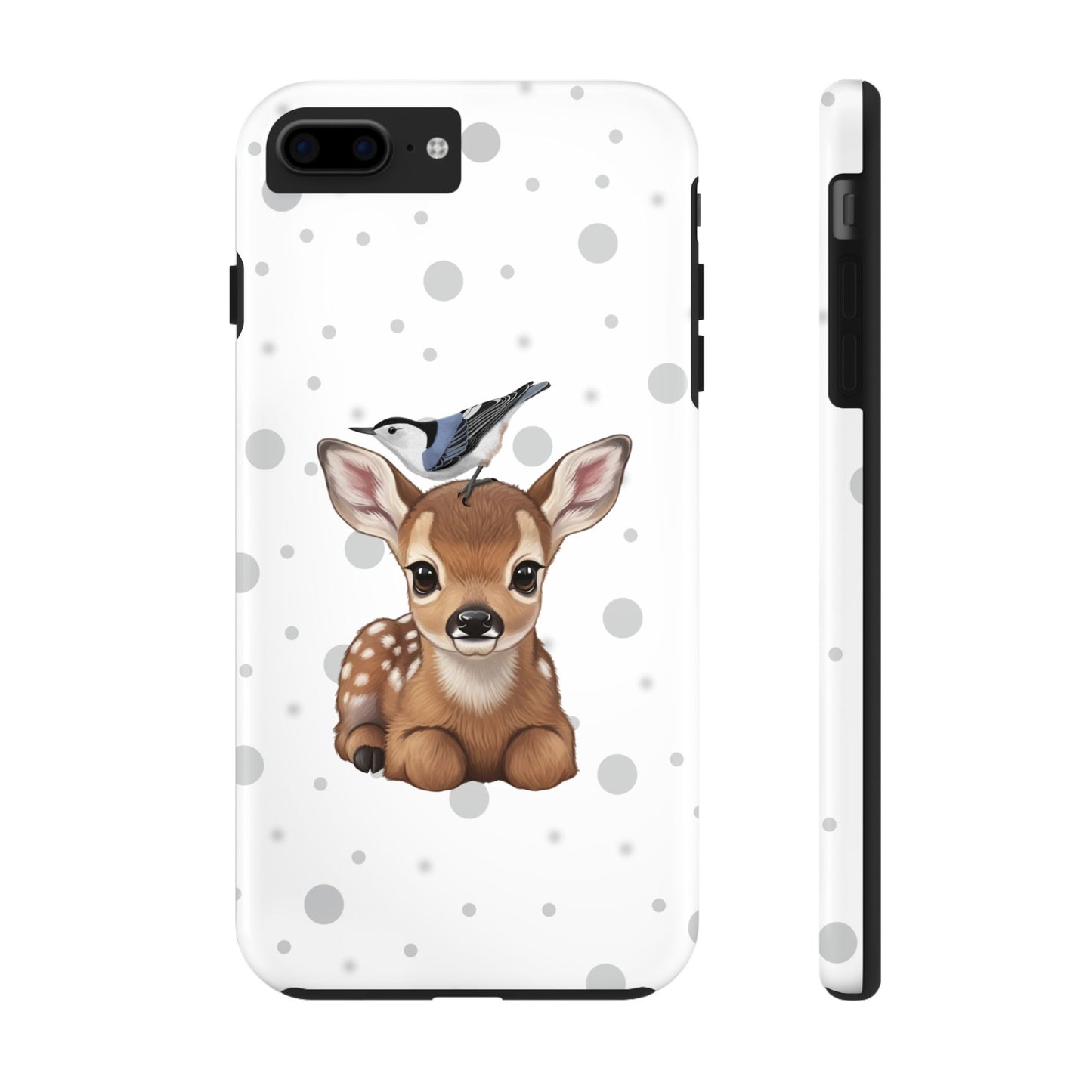Cute Fawn with a Nuthatch Animal iPhone Case - Dual-Layer PC/TPU Protective Cover for iPhone