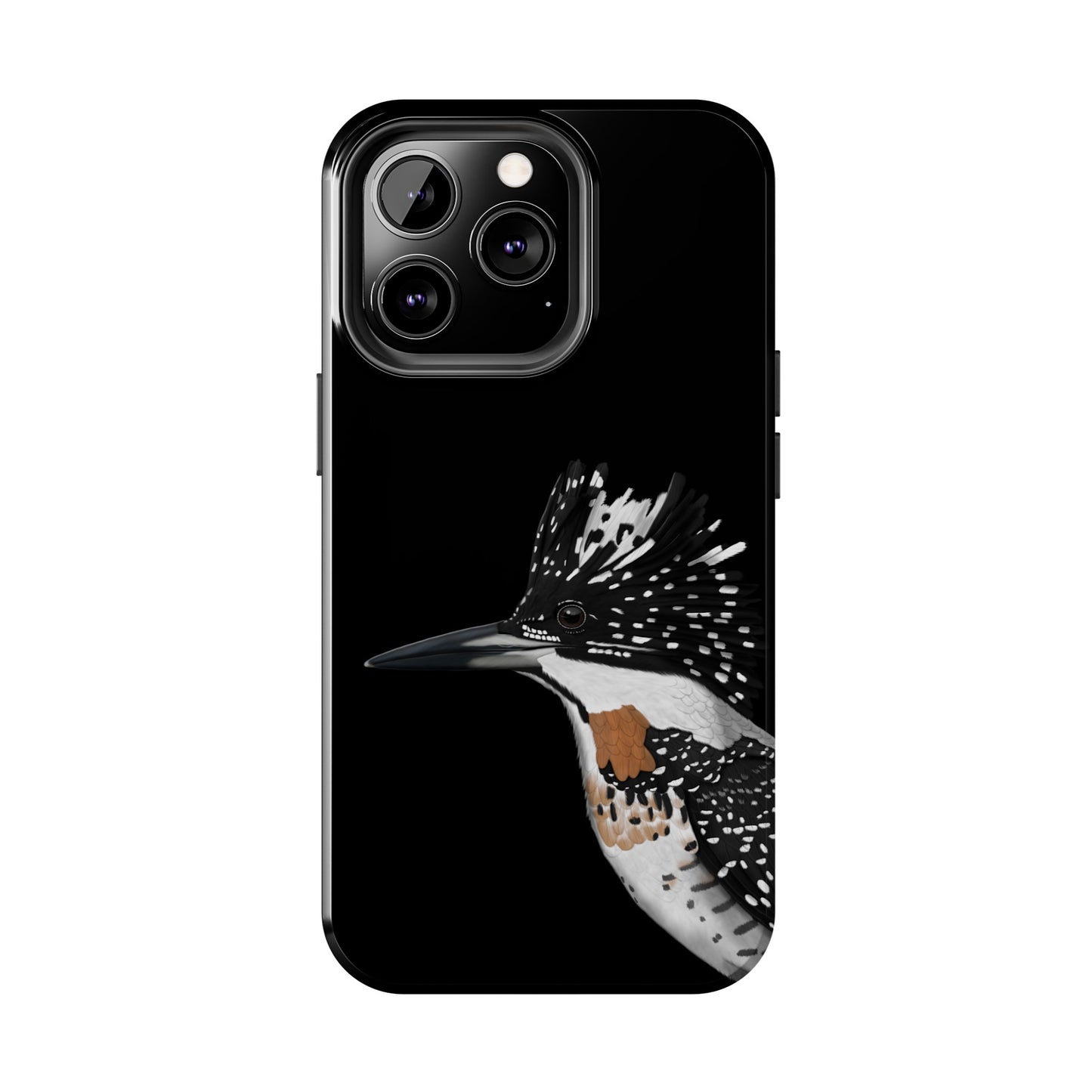 Crested Kingfisher Bird Art Tough Phone Case Black