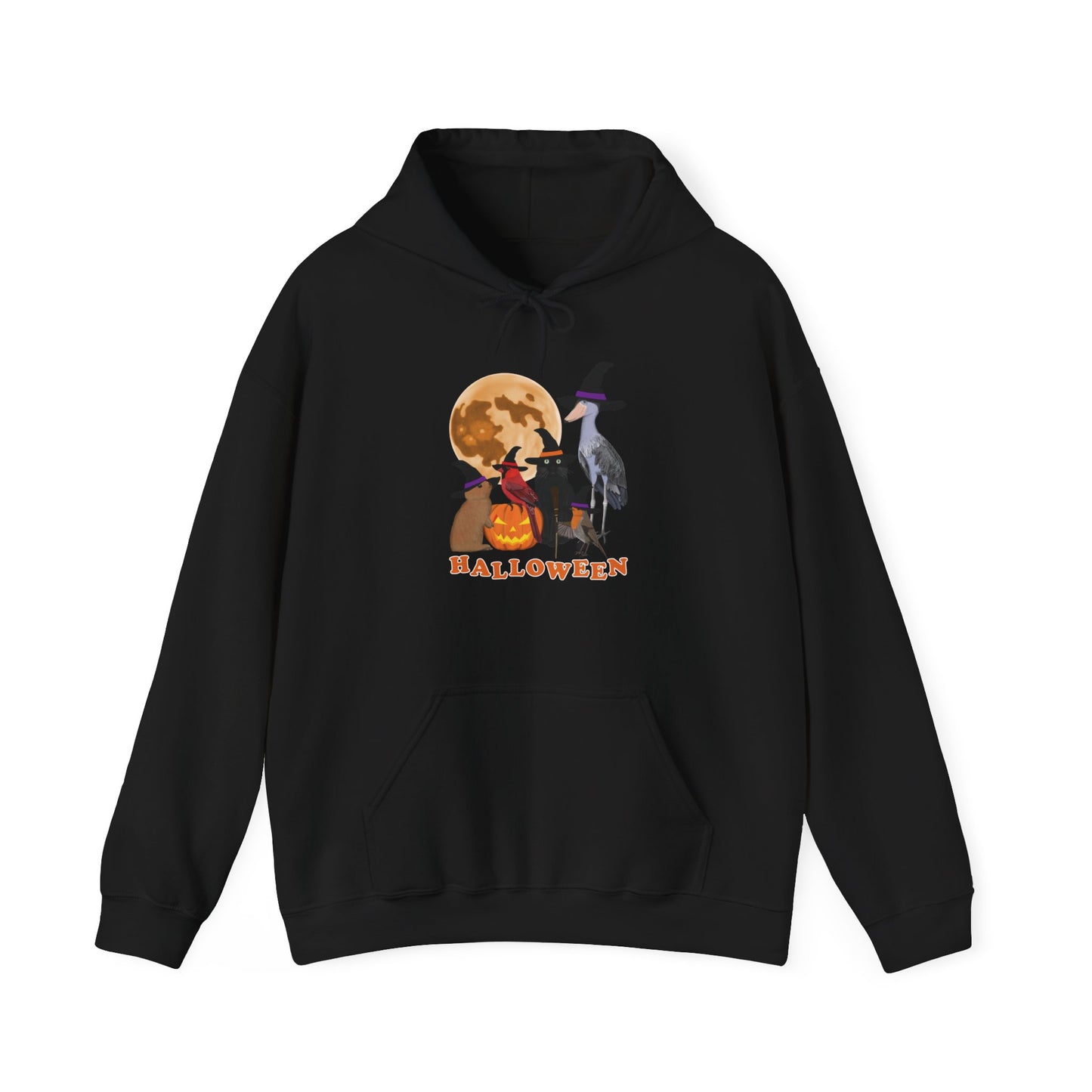 Cardinal Robin Shoebill with Cat and Bunny Halloween Bird Hoodie