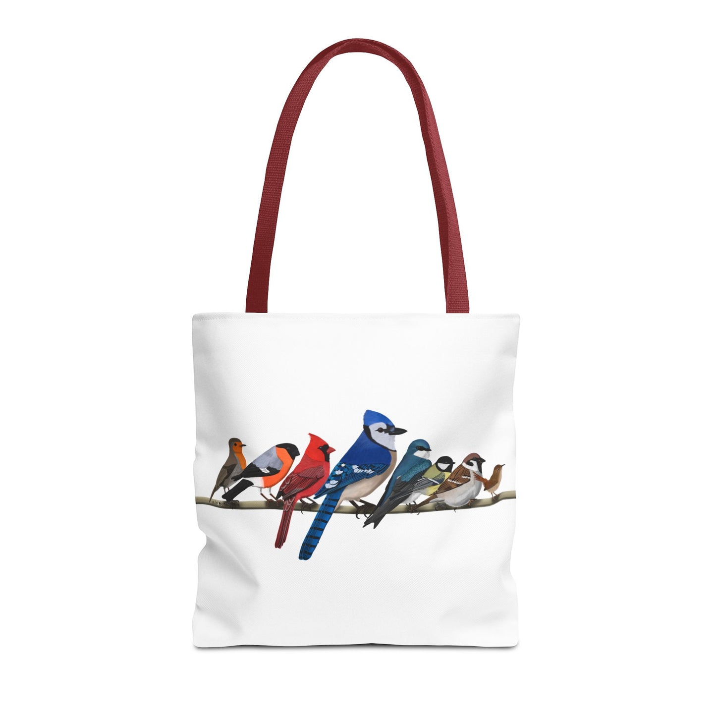 Birds on a Branch Tote Bag 16"x16" Blue Jay Cardinal Robin for Bird Lovers