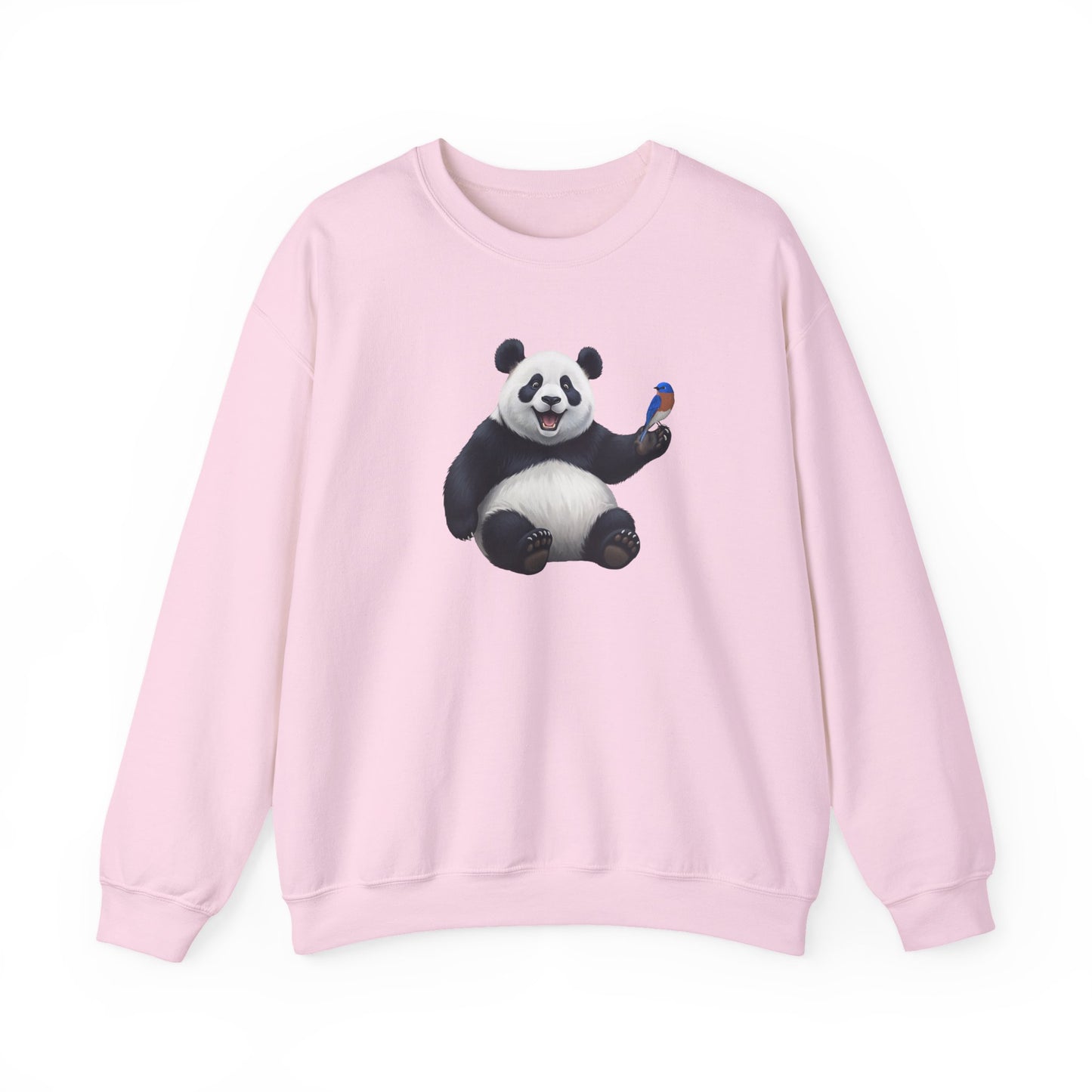 Panda Bear with a Bluebird Sweatshirt Bird & Animal Lover