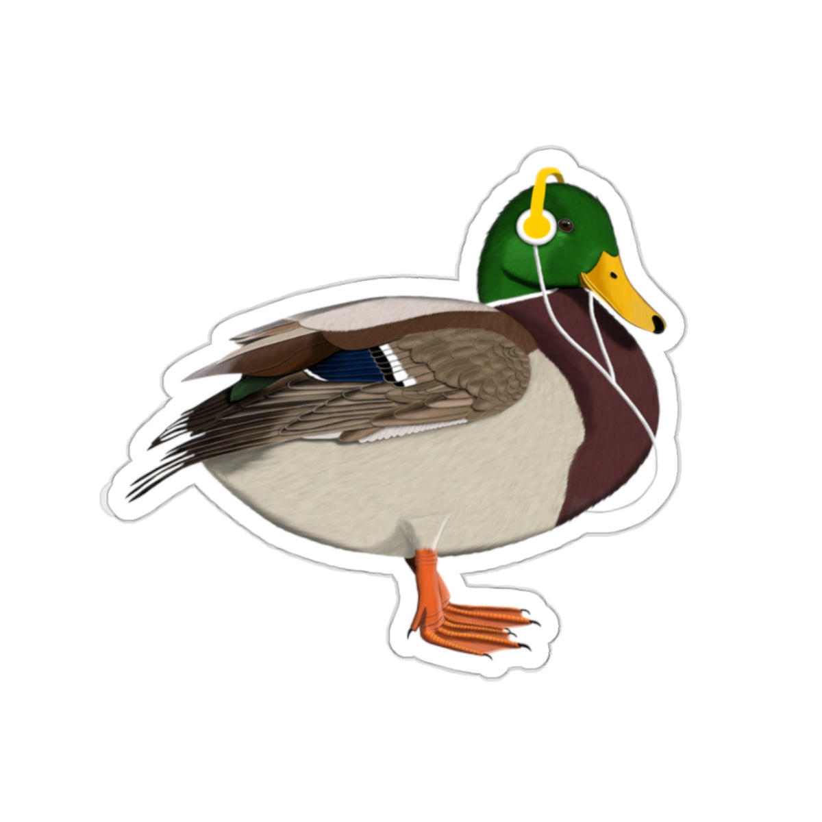 Mallard Paper products – Bird with Music Headphones Sticker