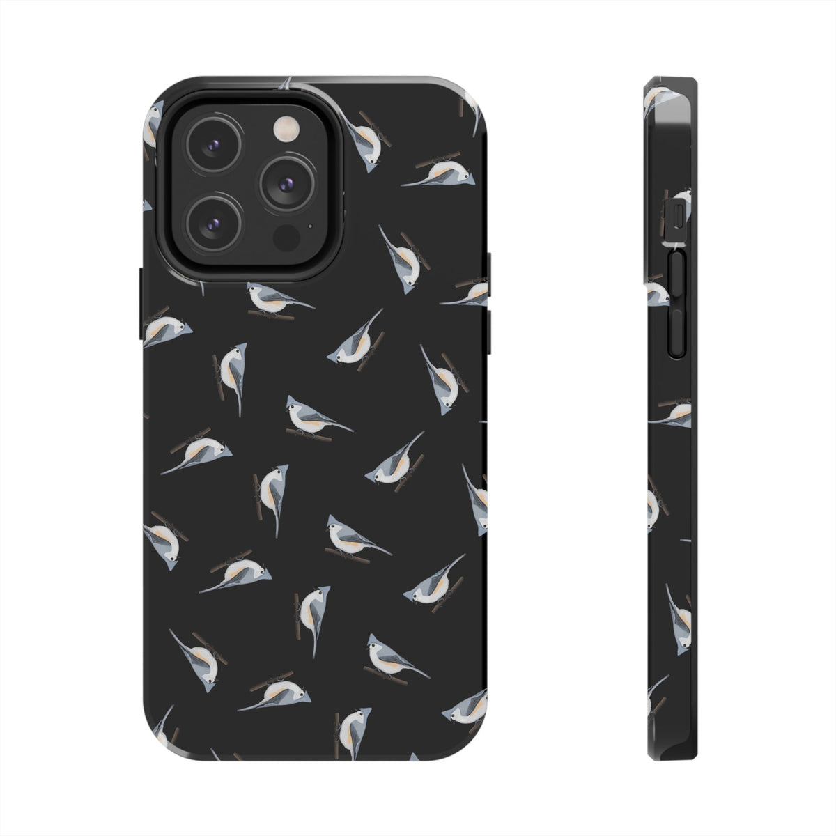 Tufted Titmouse iPhone Case Black – Premium Tough Phone Cover for Bird Lovers