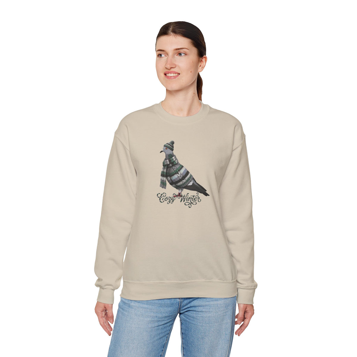 Pigeon Cozy Winter Sweatshirt | Bird Watcher Crewneck | Unisex Songbirds Wearing Knit Gift for Bird Lovers