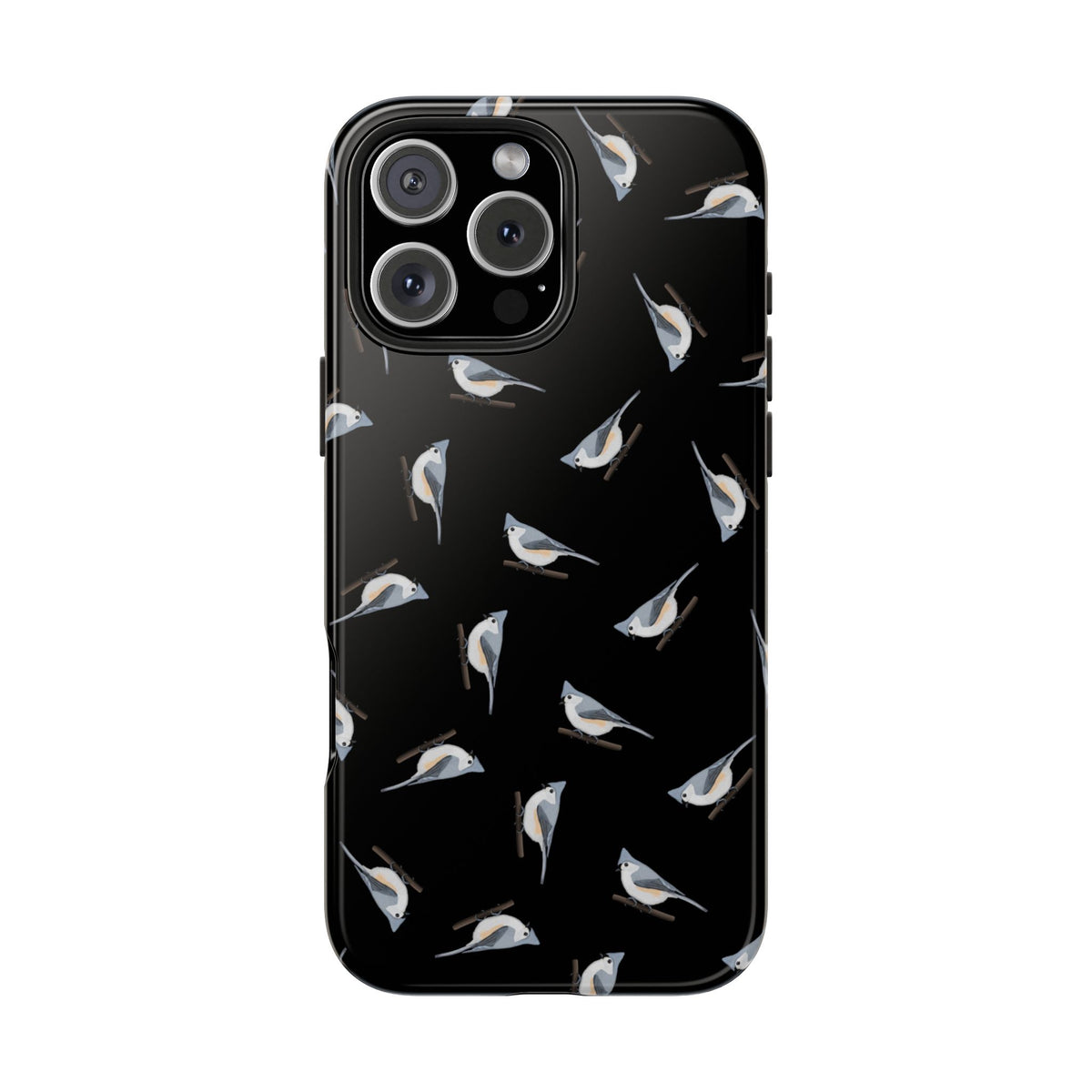 Tufted Titmouse iPhone Case Black – Premium Tough Phone Cover for Bird Lovers