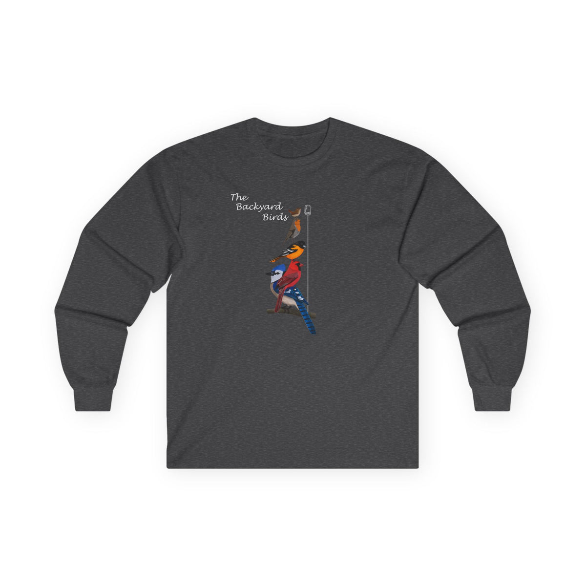 The Backyard Birds Blue Jay Cardinal Oriole Robin Wren Bird Cotton Long Sleeve T-Shirt – Graphic Tee, Long-sleeve