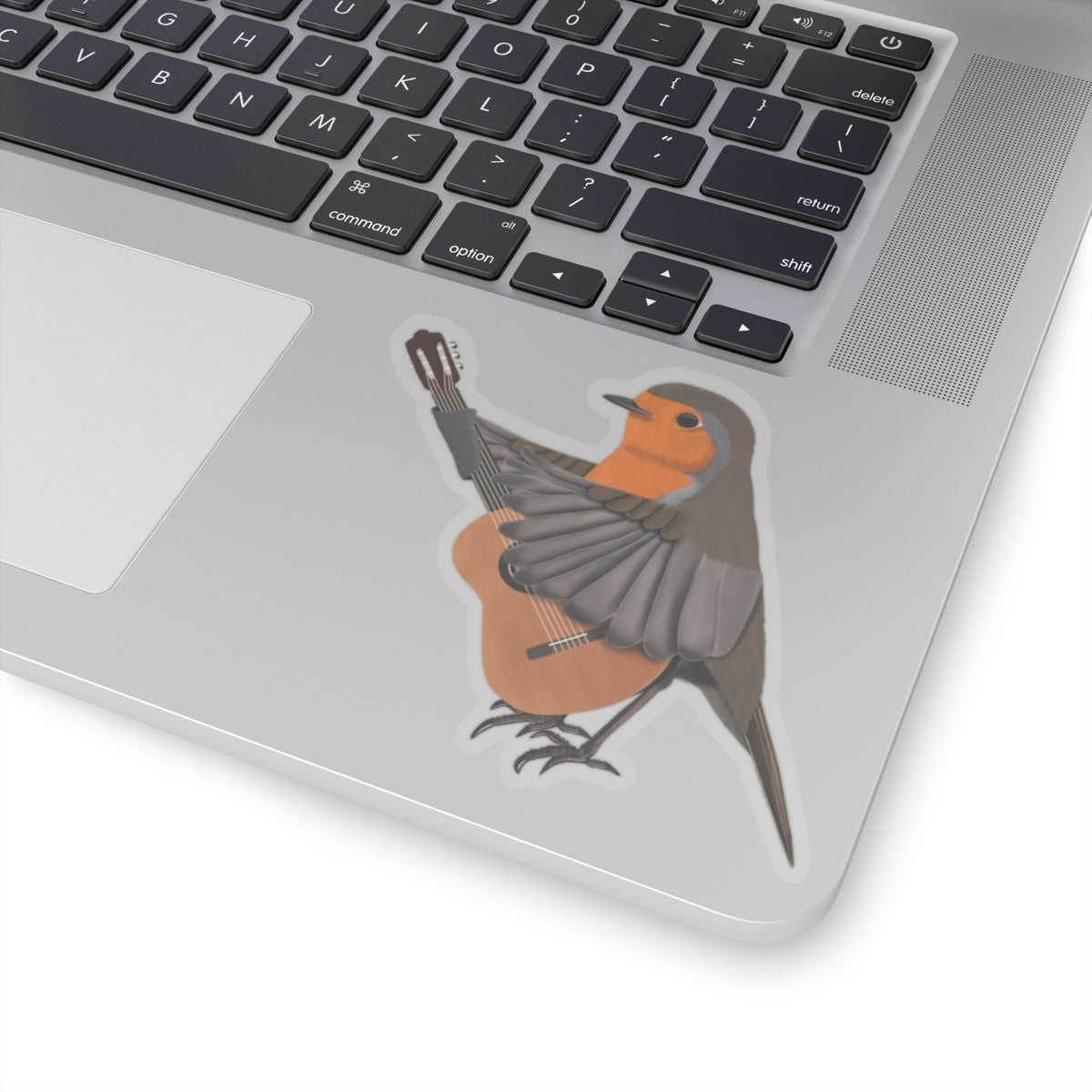 Robin Bird Playing Guitar Kiss-Cut Sticker