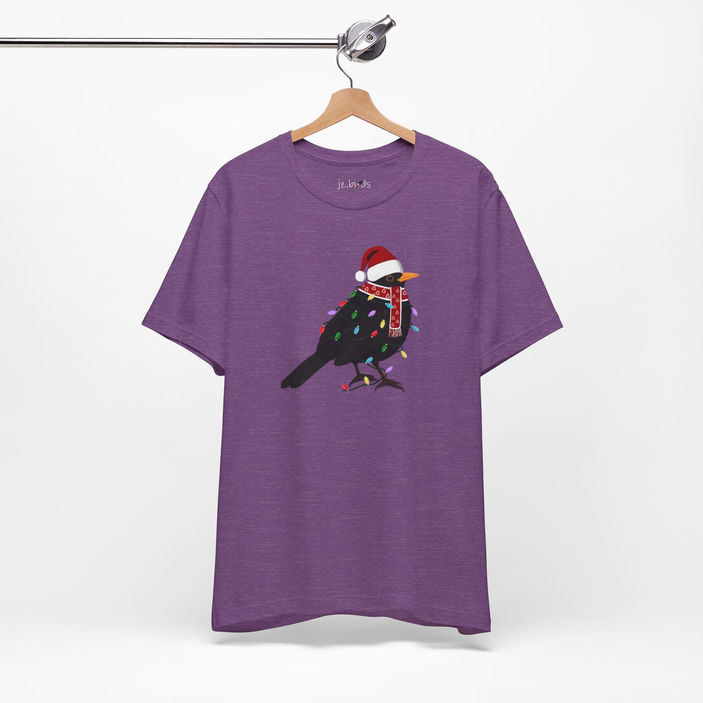 Blackbird with Fairy Lights Christmas Bird T-Shirt